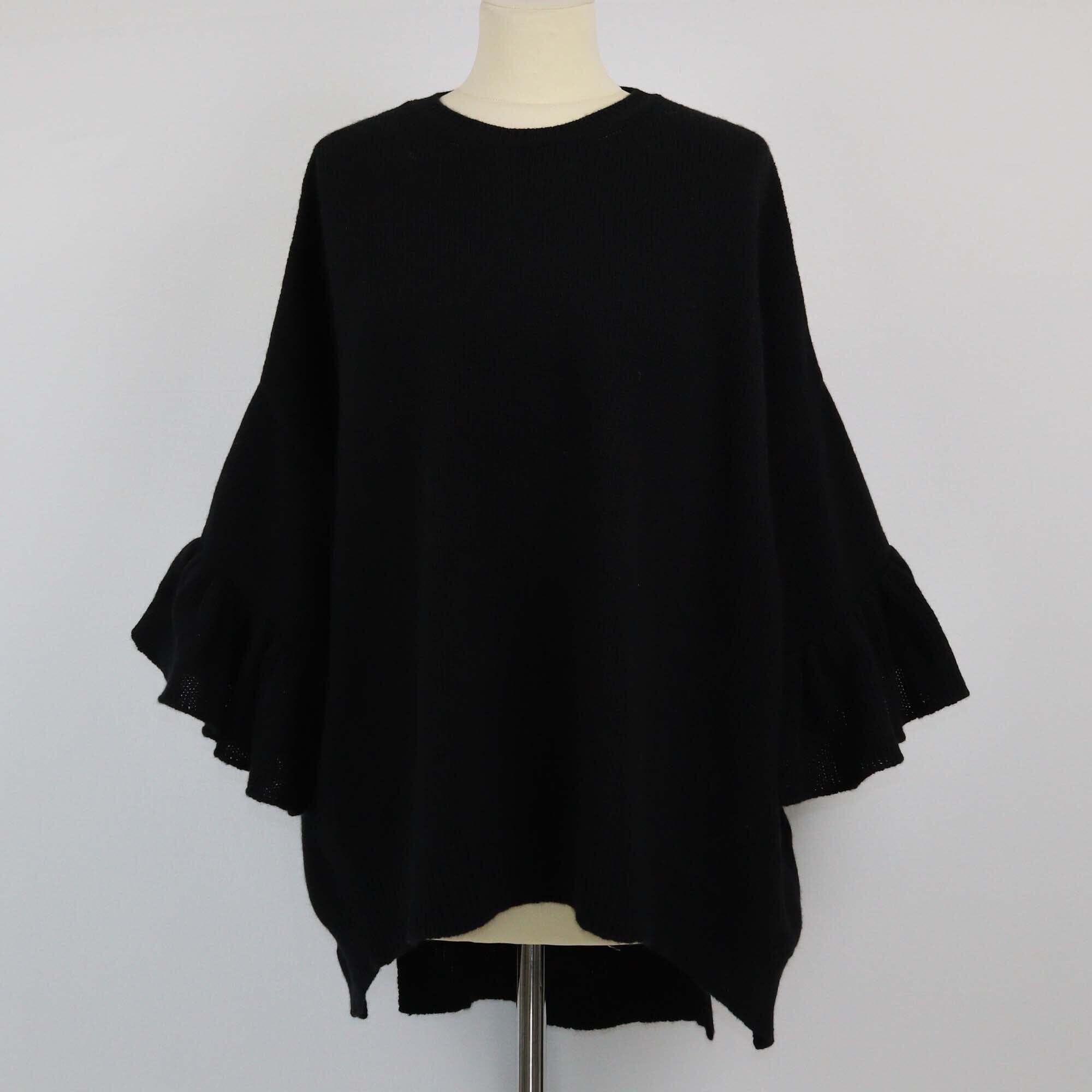Valentino Black Frill Sleeve Sweater Womens Valentino