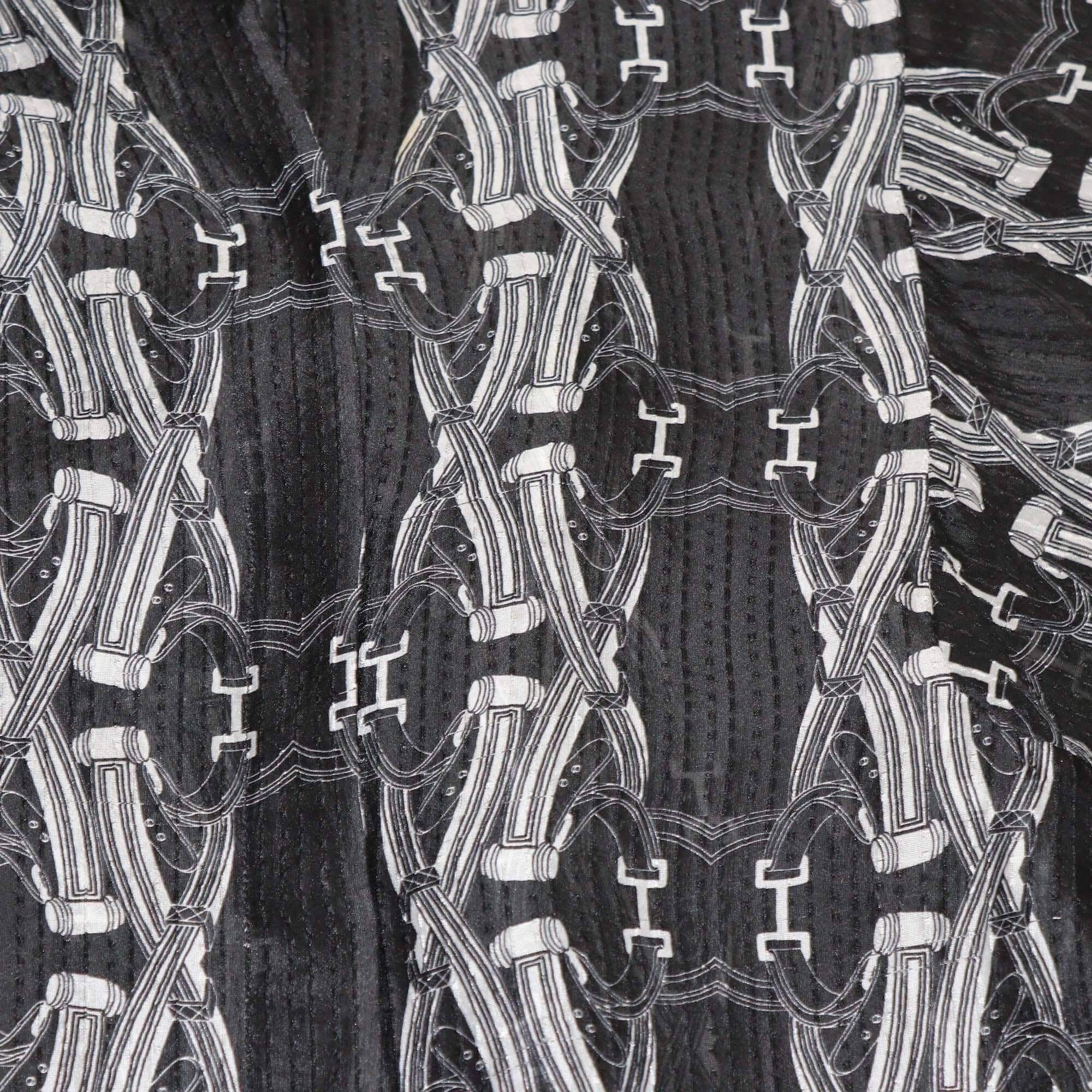 Hermes Black/White Printed Long Sleeve Shirt & Pants Set Womens Hermes