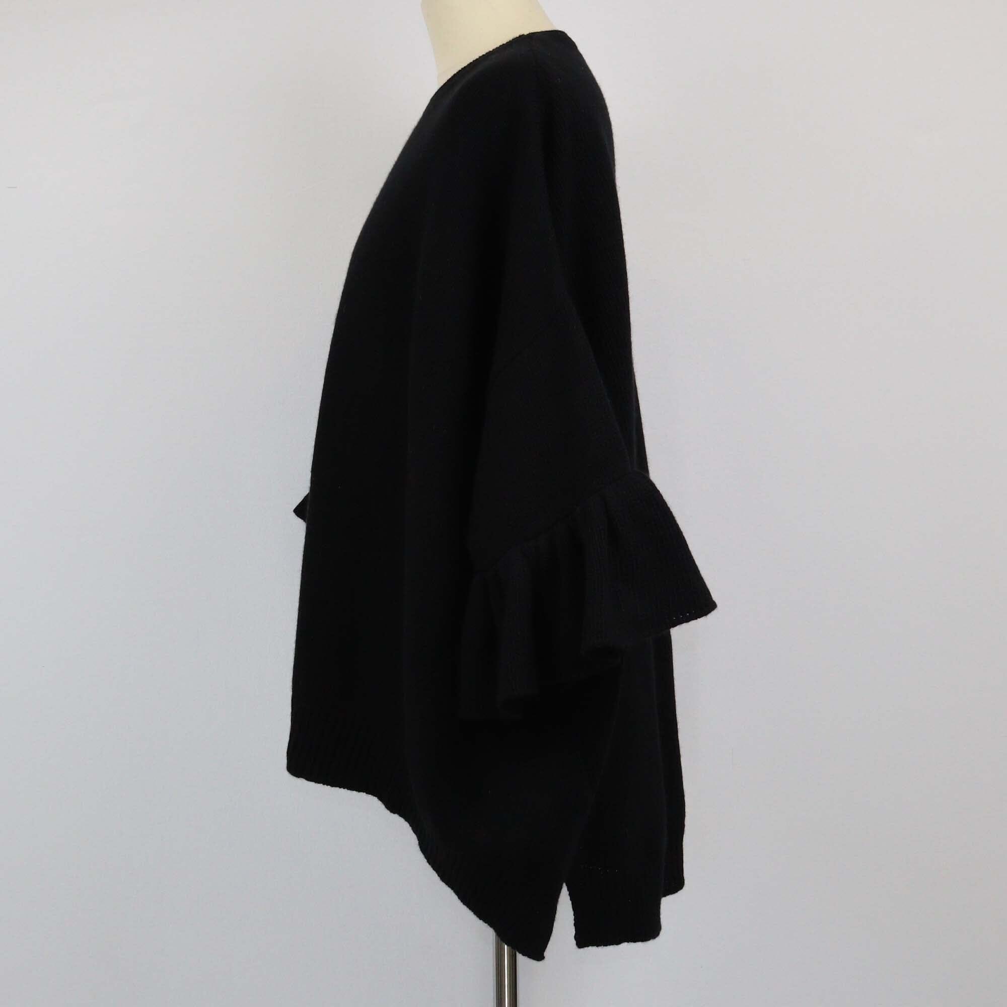 Valentino Black Frill Sleeve Sweater Womens Valentino