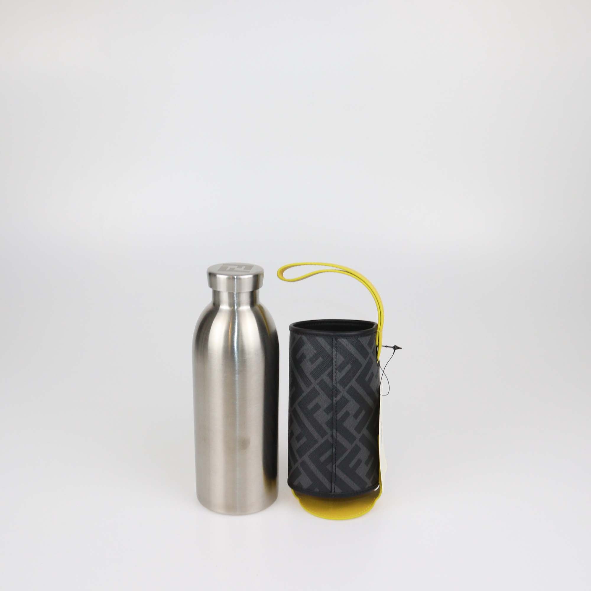 Fendi x 24 Bottles FF Coated Canvas Holder and Silver Stainless Steel Bottle Set