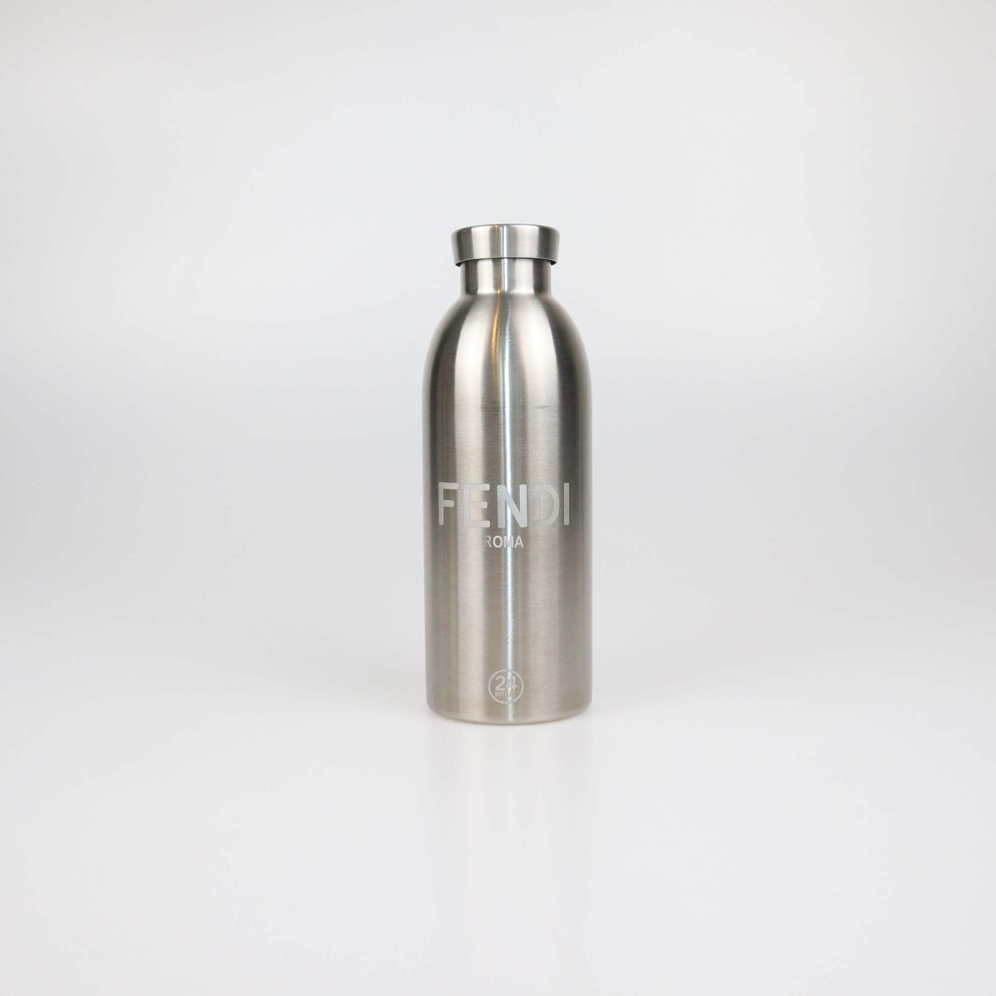 Fendi x 24 Bottles FF Coated Canvas Holder and Silver Stainless Steel Bottle Set