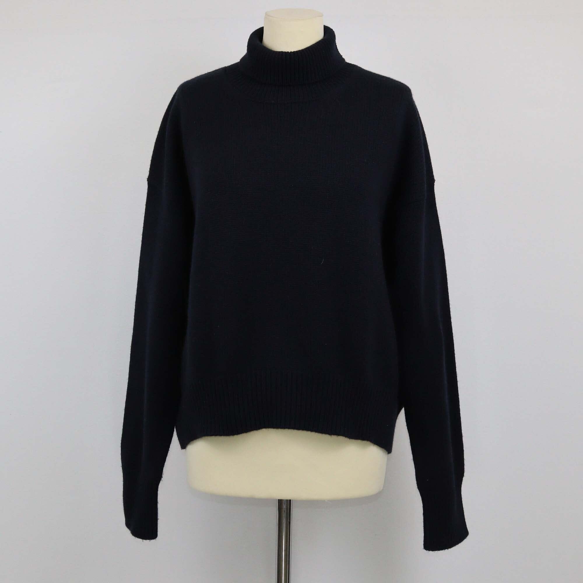 Celine Navy Blue Knitted Turtleneck Sweater Womens Celine