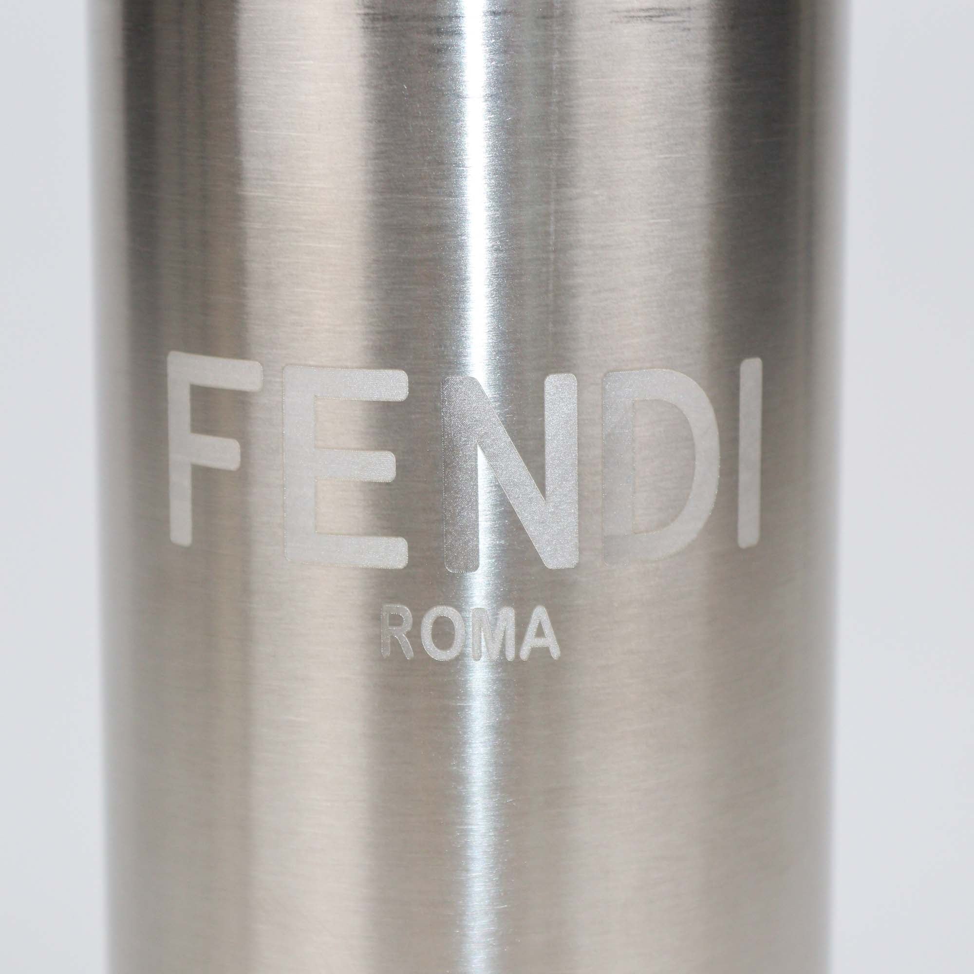 Fendi x 24 Bottles FF Coated Canvas Holder and Silver Stainless Steel Bottle Set