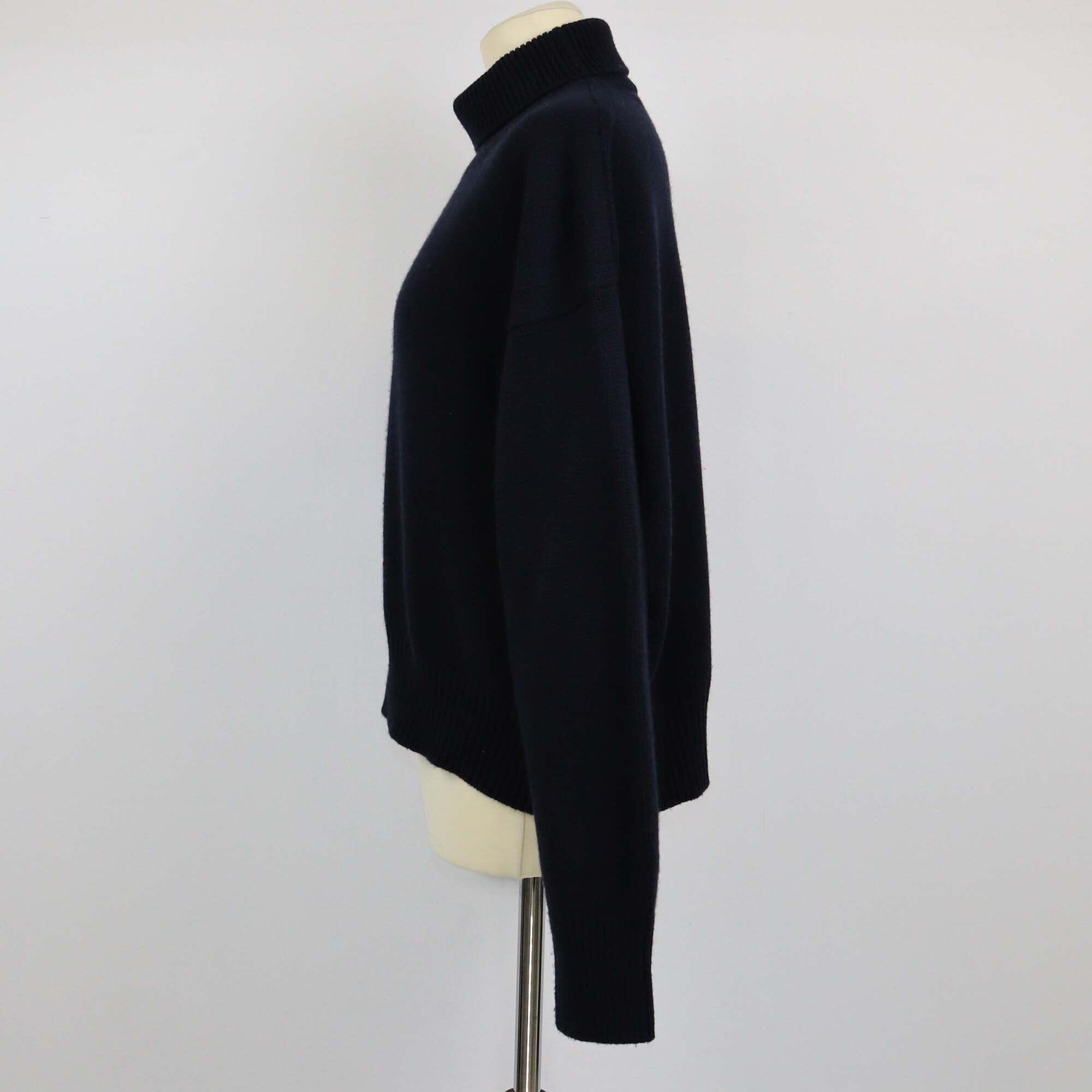 Celine Navy Blue Knitted Turtleneck Sweater Womens Celine