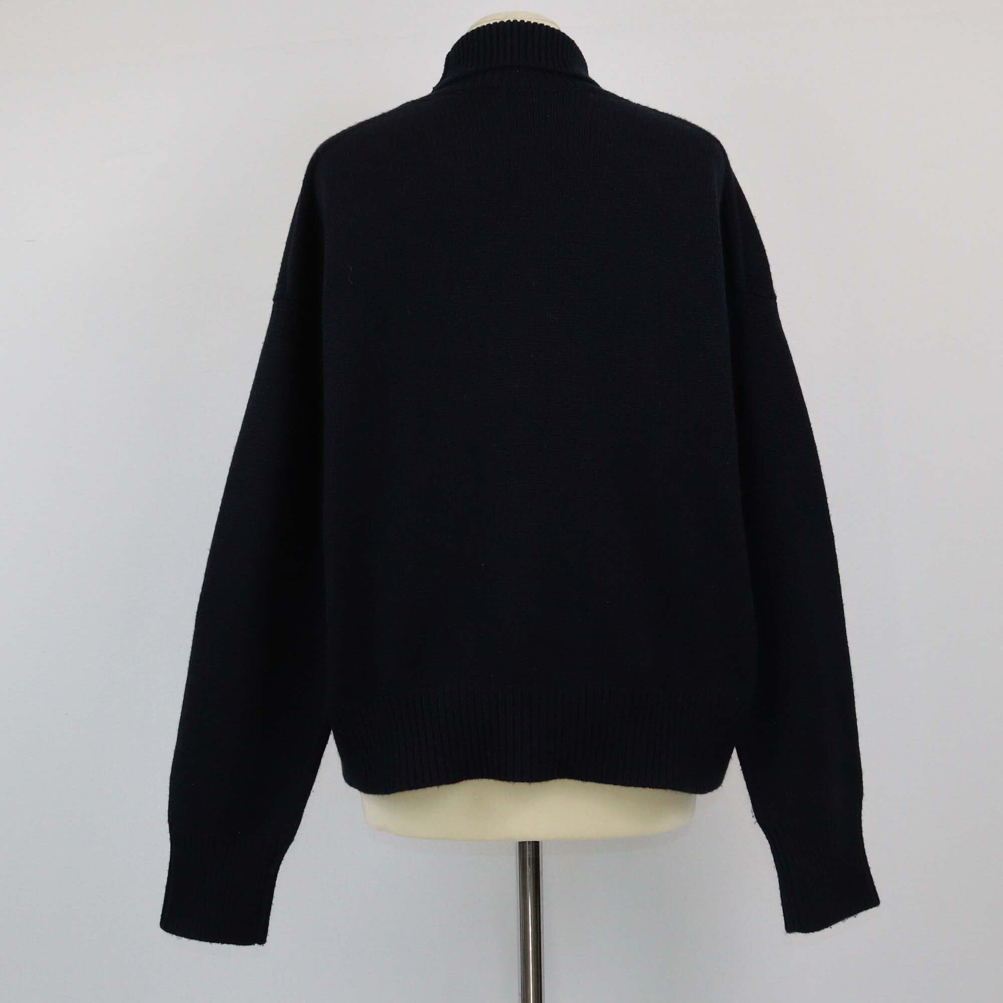 Celine Navy Blue Knitted Turtleneck Sweater Womens Celine