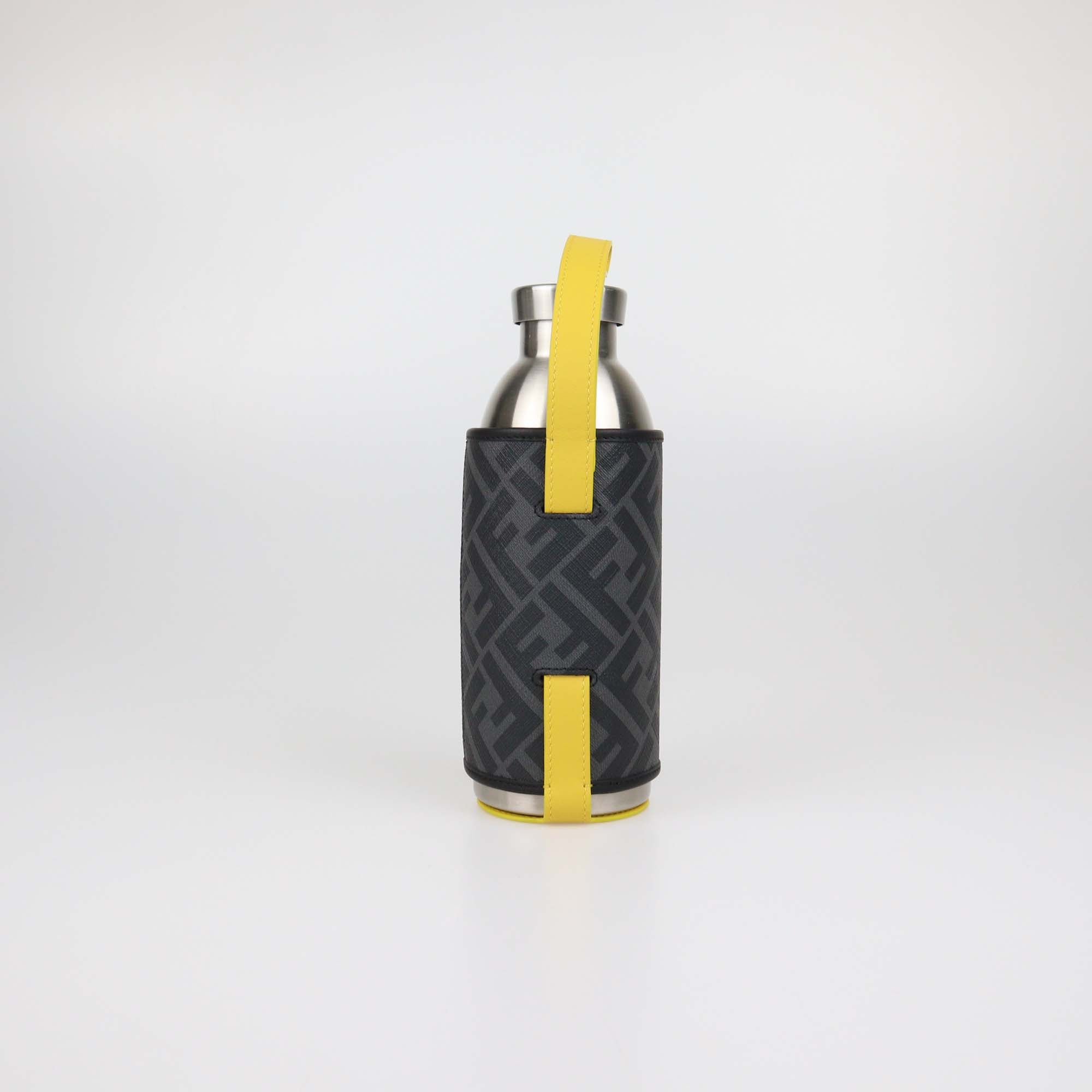 Fendi x 24 Bottles FF Coated Canvas Holder and Silver Stainless Steel Bottle Set
