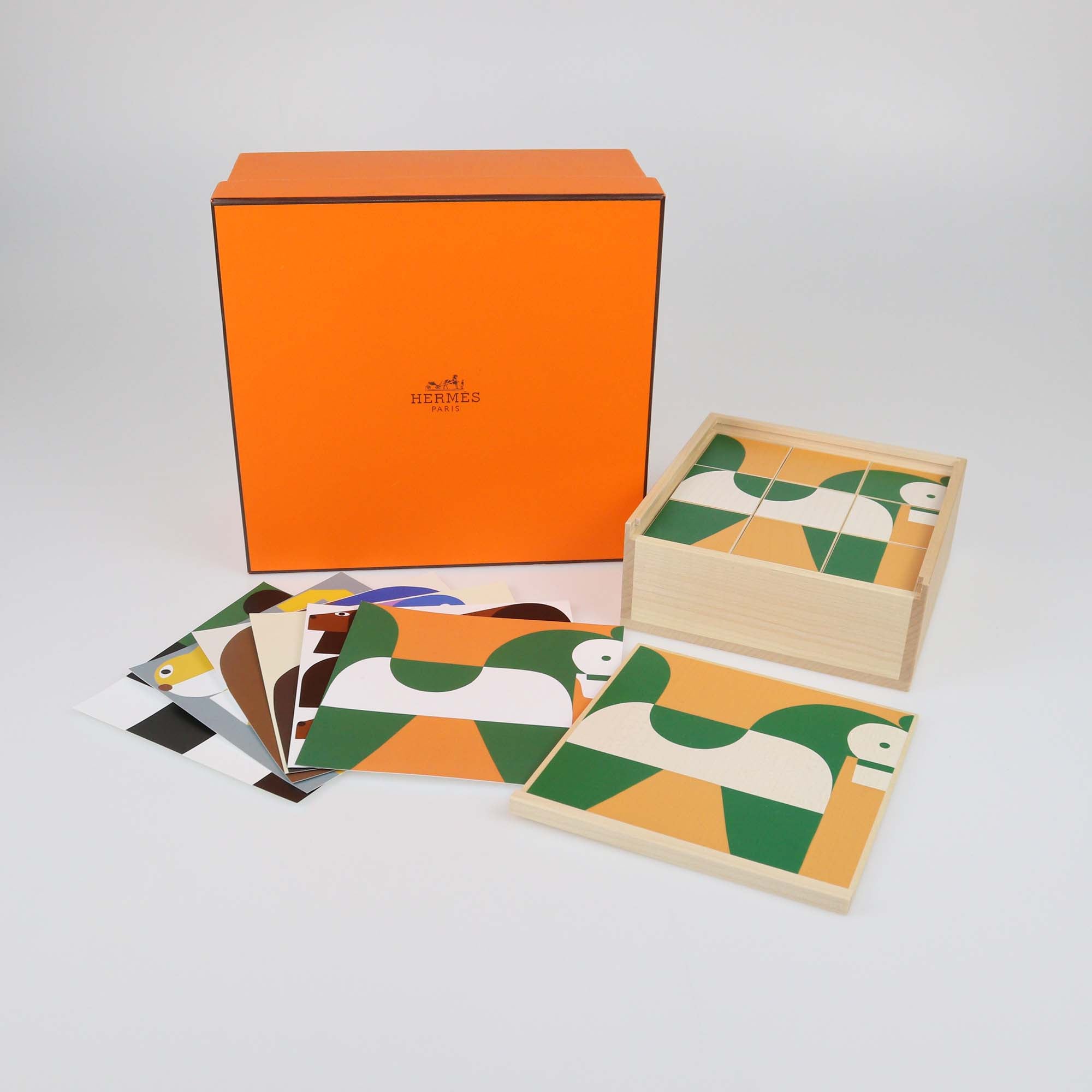 Hermes Multicolor Maple Wood Animaux Blocks Cube Game
