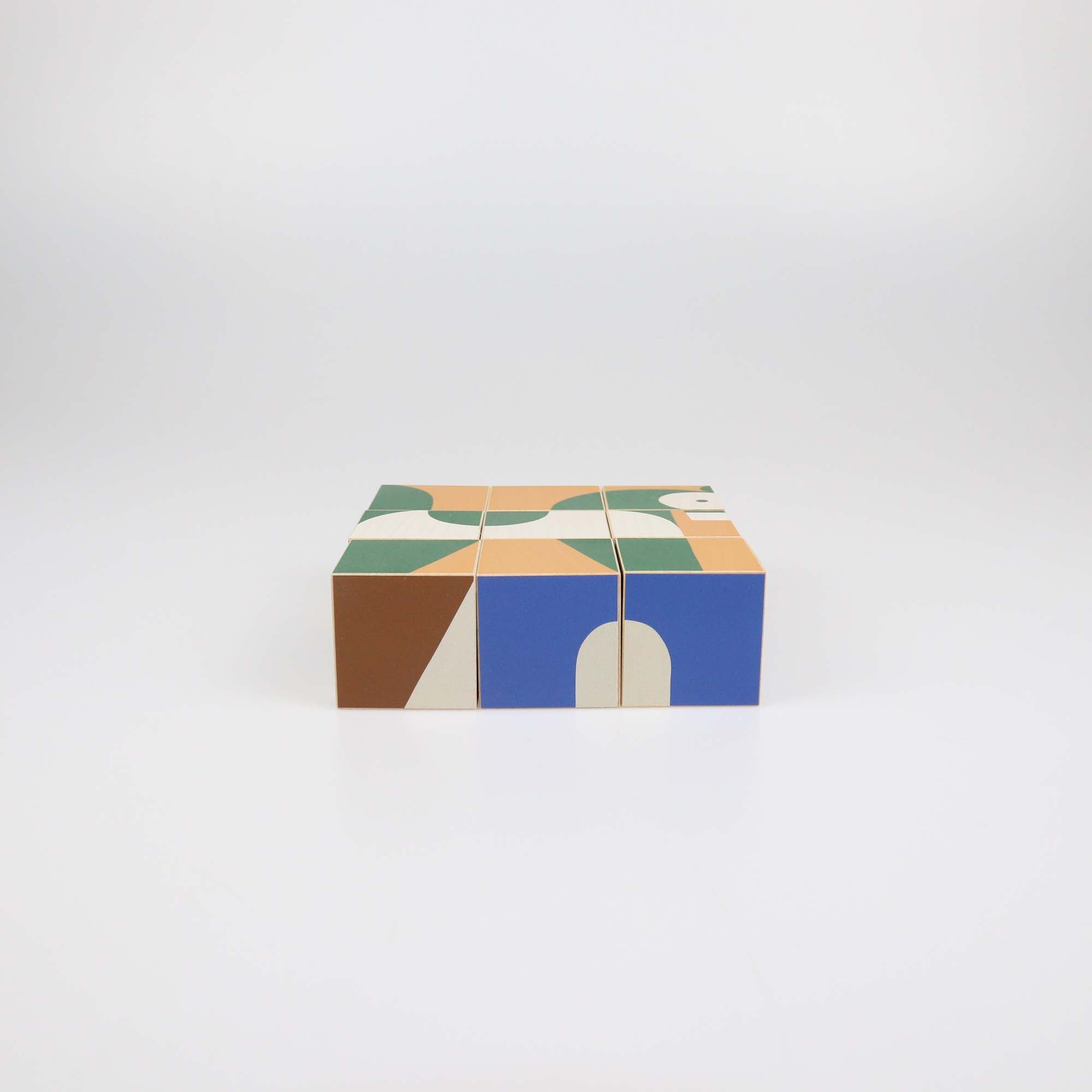 Hermes Multicolor Maple Wood Animaux Blocks Cube Game