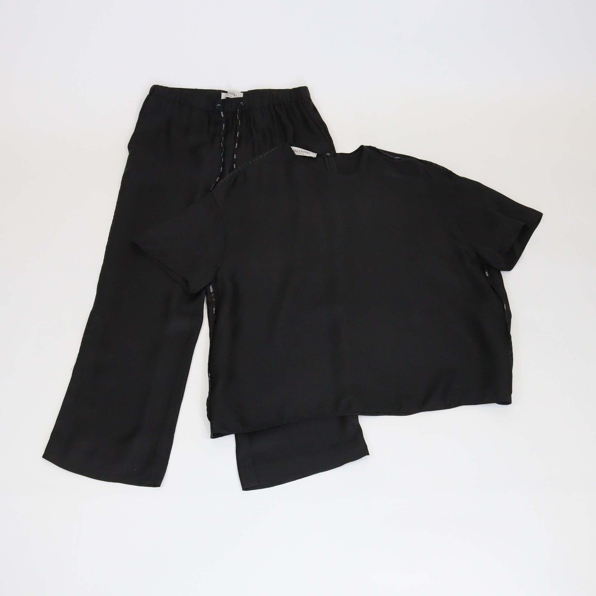 Valentino Black VLTN Trim Top & Pants Set Womens Valentino
