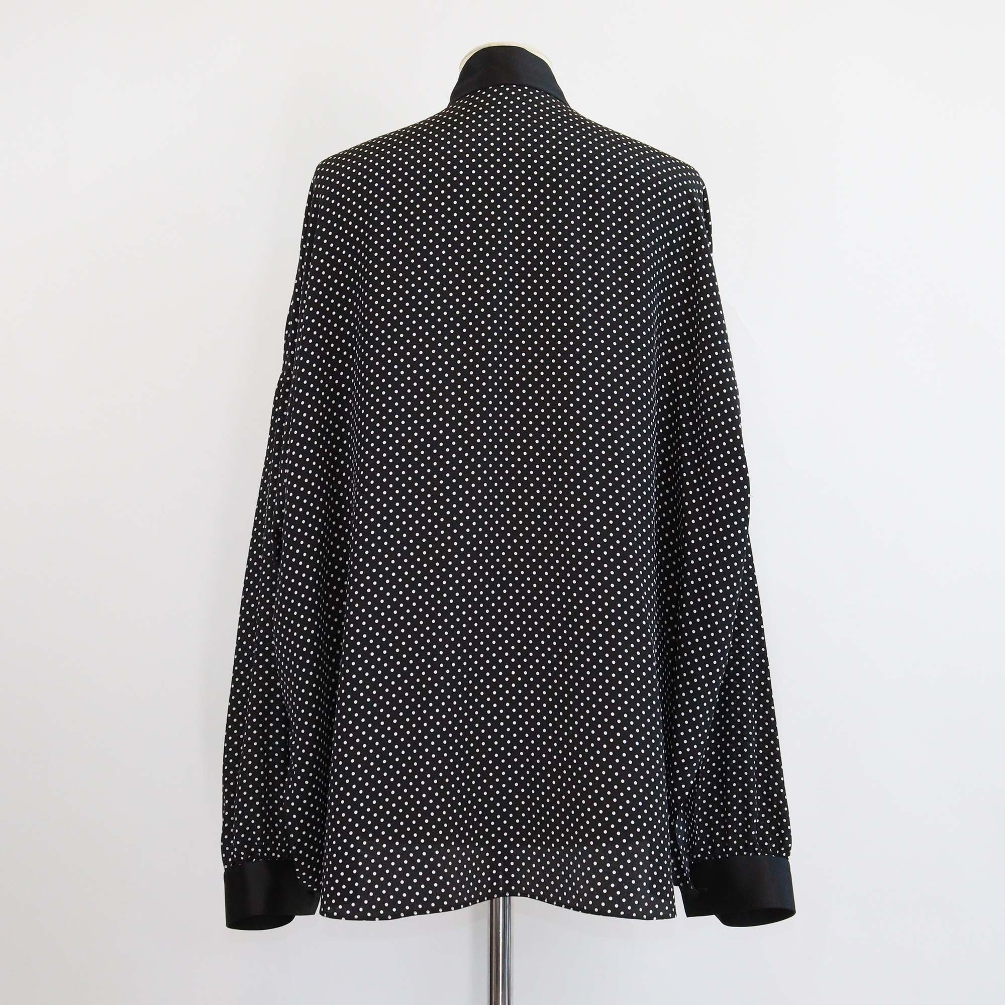 Tom Ford Black White Silk Polka Dot Tuxedo Tunic Top