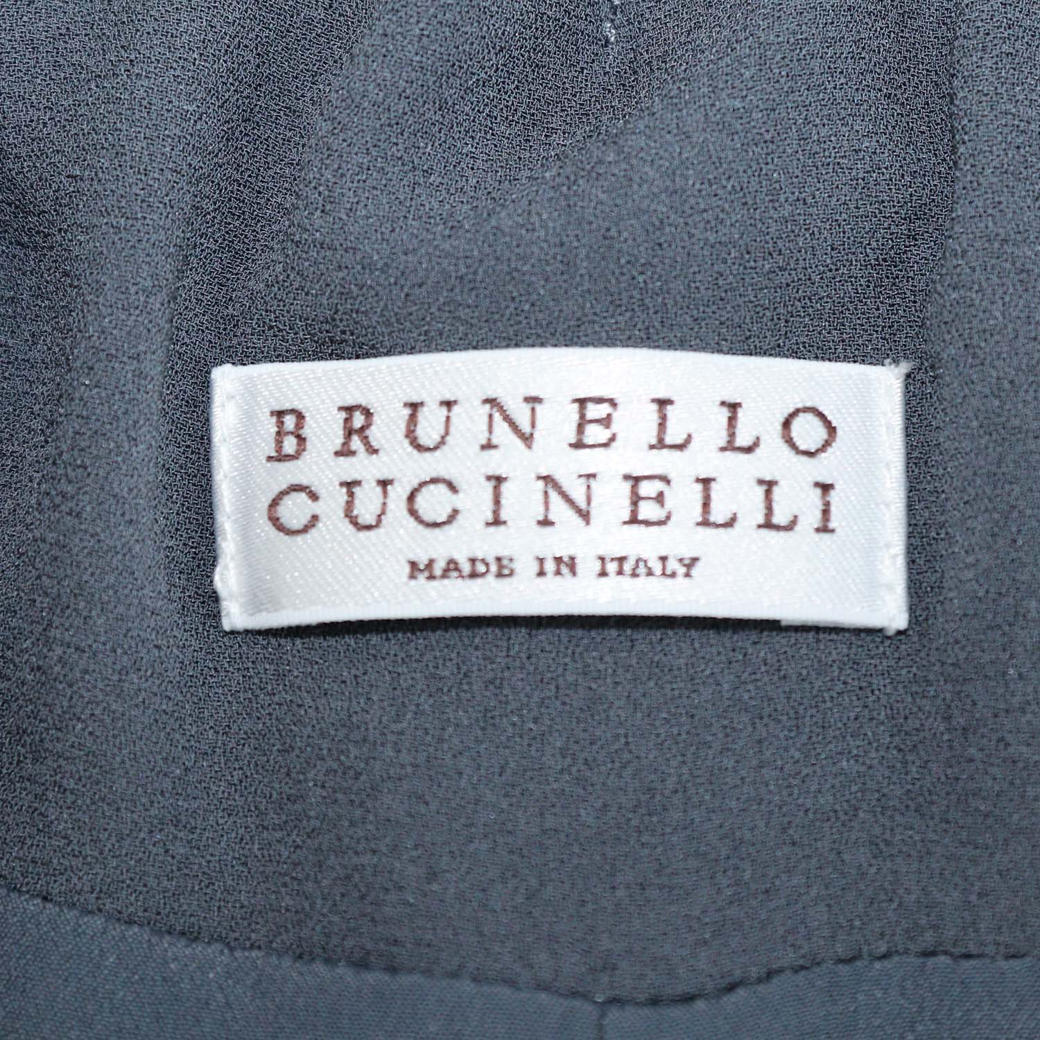 Brunello Cucinelli Grey Silk Abito Lungo Back Slit Strapless Long Dress