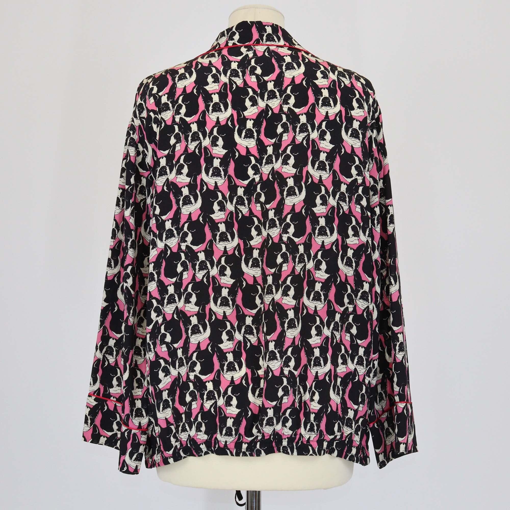 Gucci Tricolor Dog Print Drawstring Long Sleeve Shirt Womens Gucci