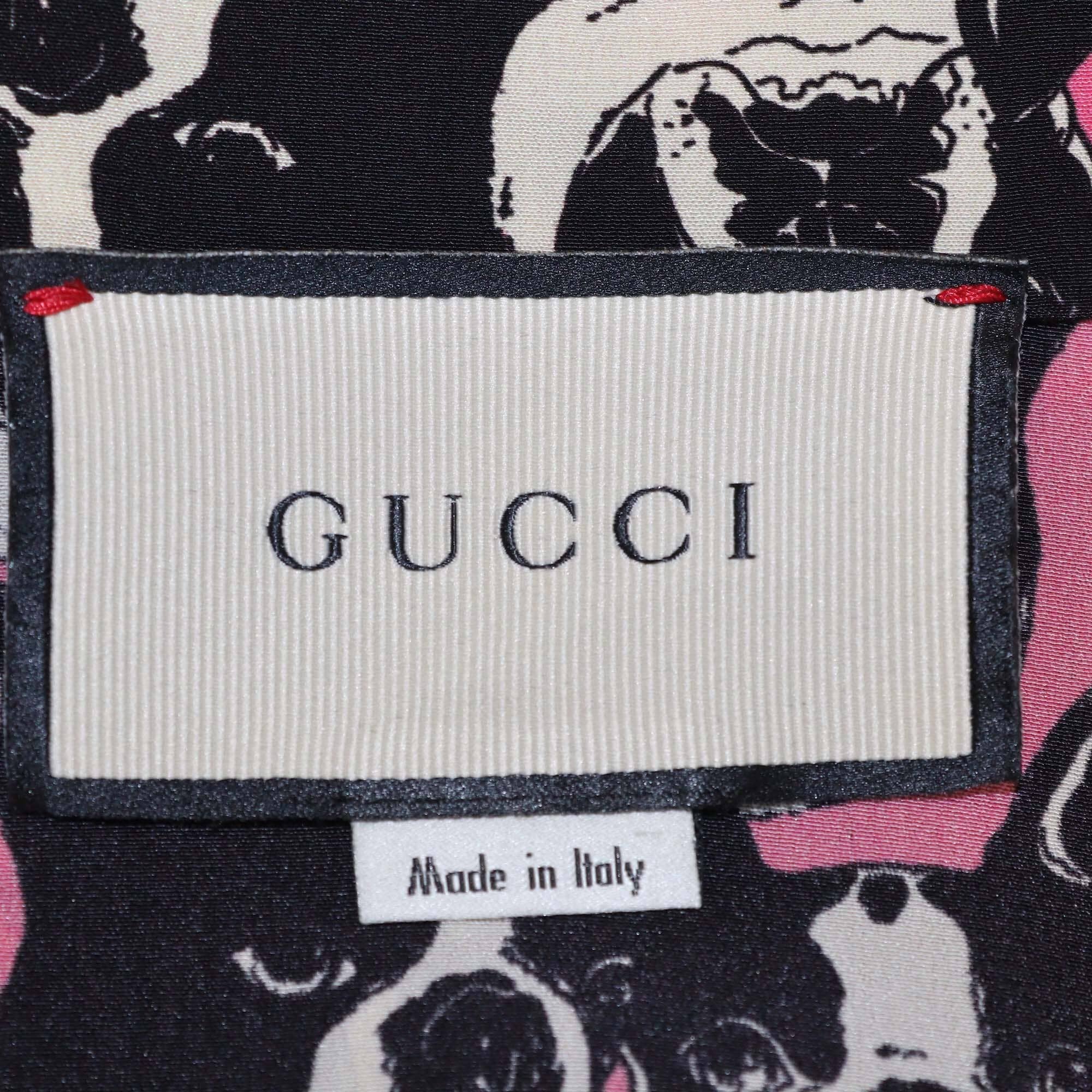 Gucci Tricolor Dog Print Drawstring Long Sleeve Shirt Womens Gucci