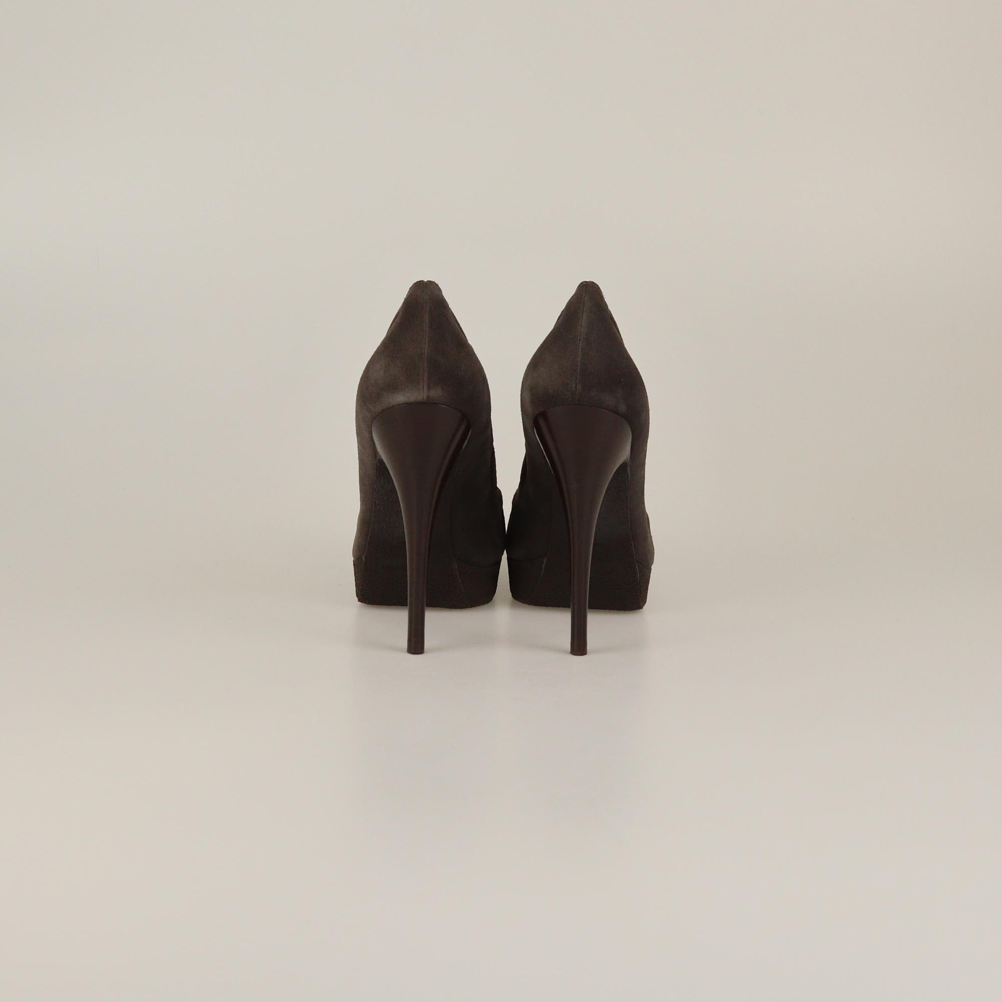 Yves Saint Laurent Dark Grey Tassel Platform Pumps Womens Saint Laurent