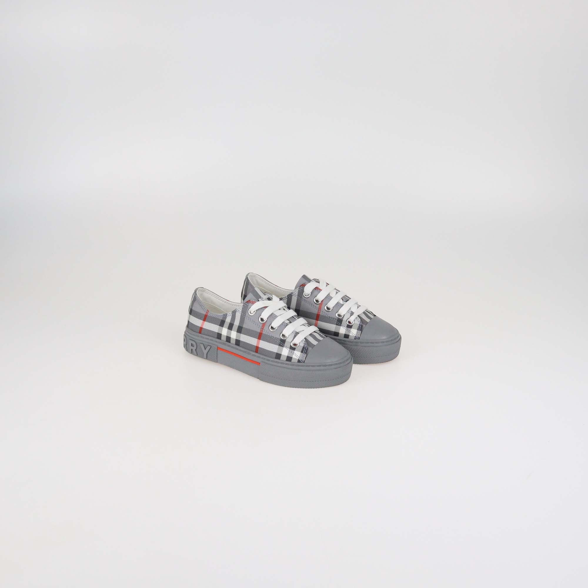 Burberry Kids Grey Vintage Check Fabric Jack Low Top Sneakers