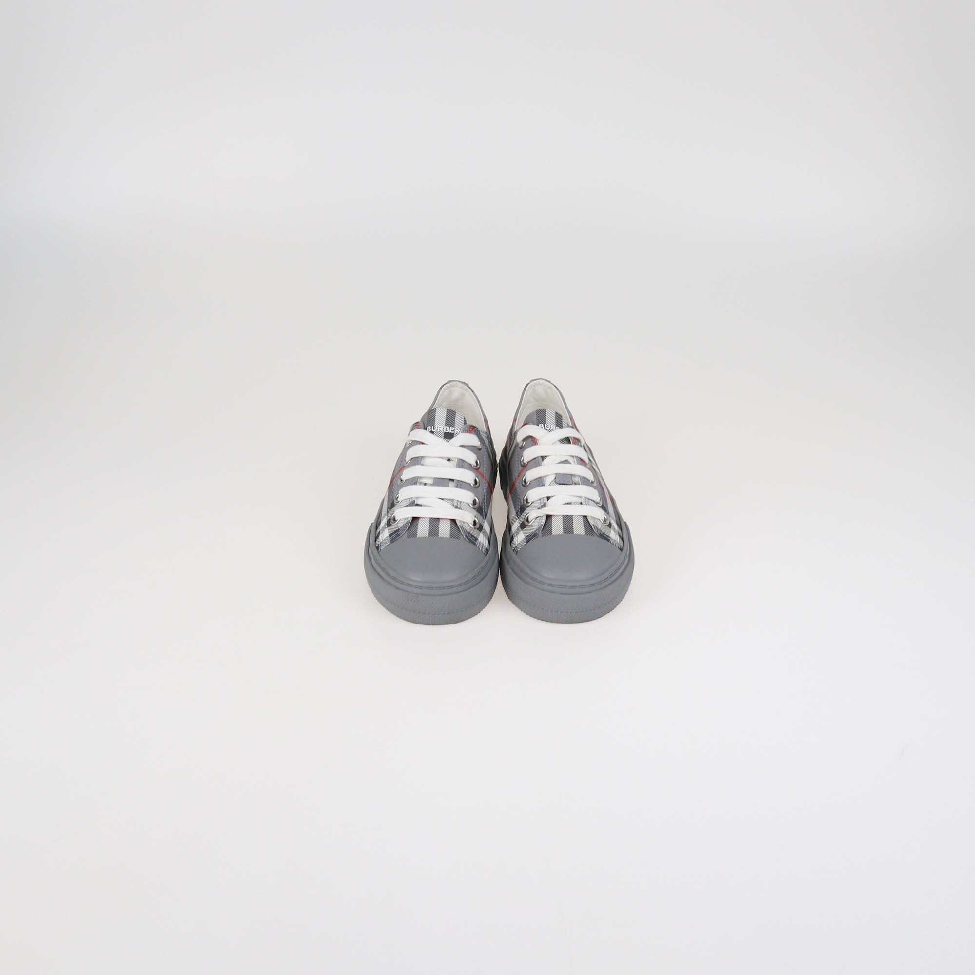 Burberry Kids Grey Vintage Check Fabric Jack Low Top Sneakers