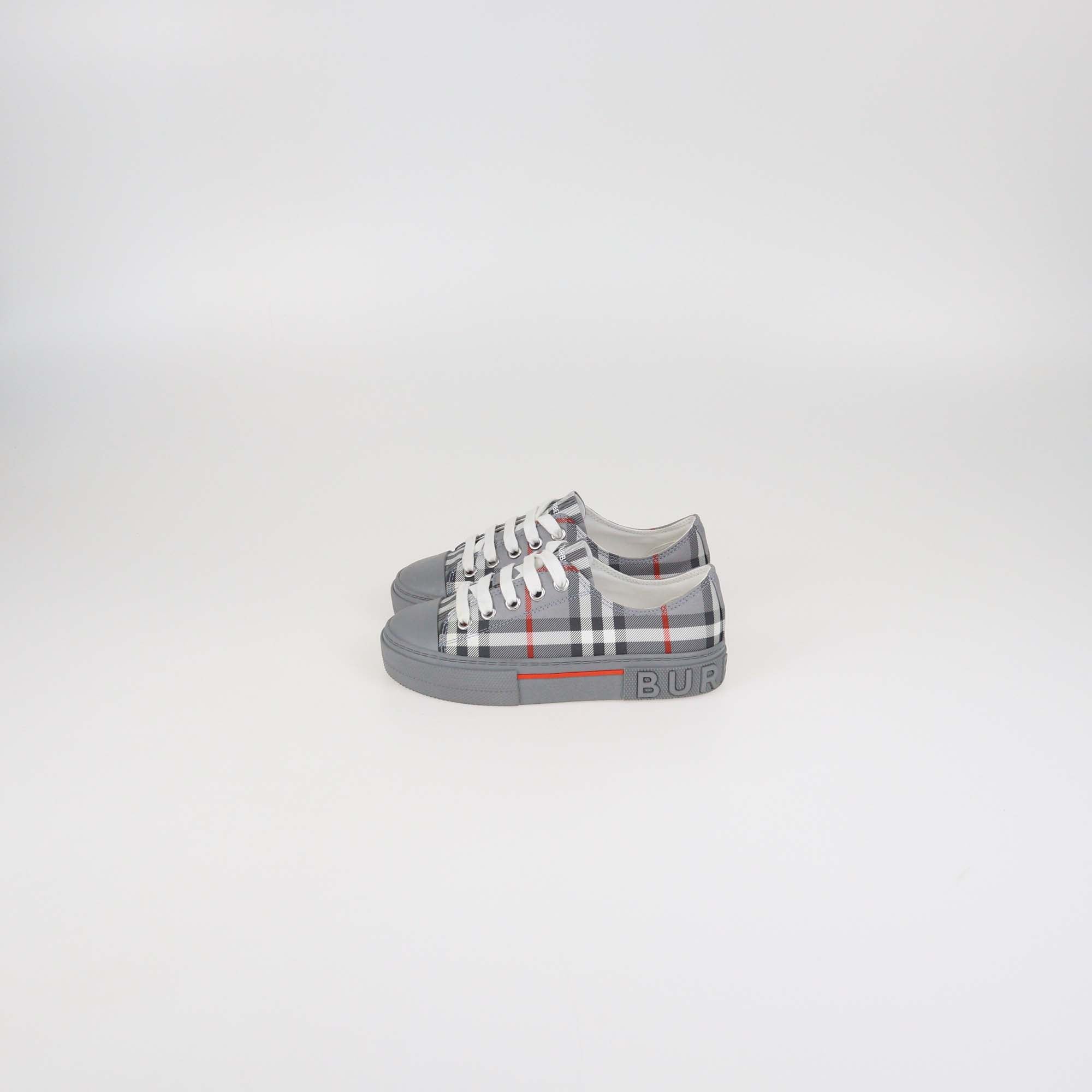 Burberry Kids Grey Vintage Check Fabric Jack Low Top Sneakers