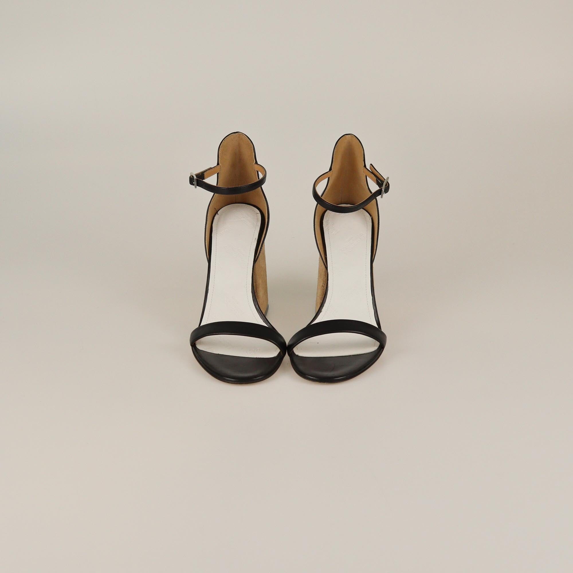 Maison Martin Margiela Black/Brown Block Heel Sandals Womens Maison Martin Margiela