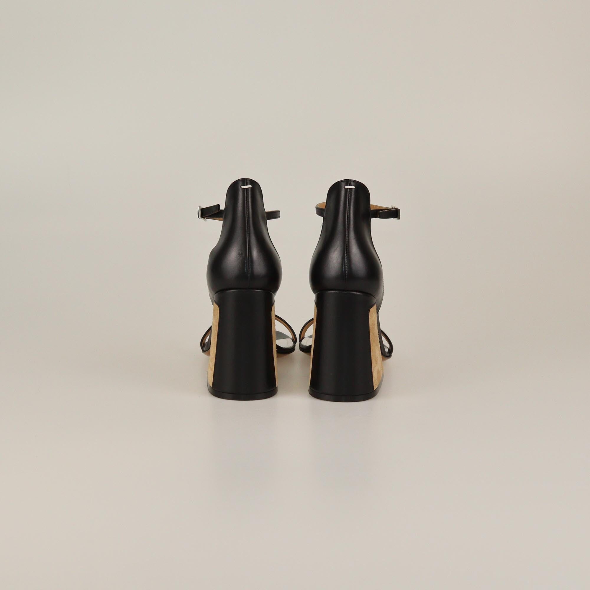 Maison Martin Margiela Black/Brown Block Heel Sandals Womens Maison Martin Margiela