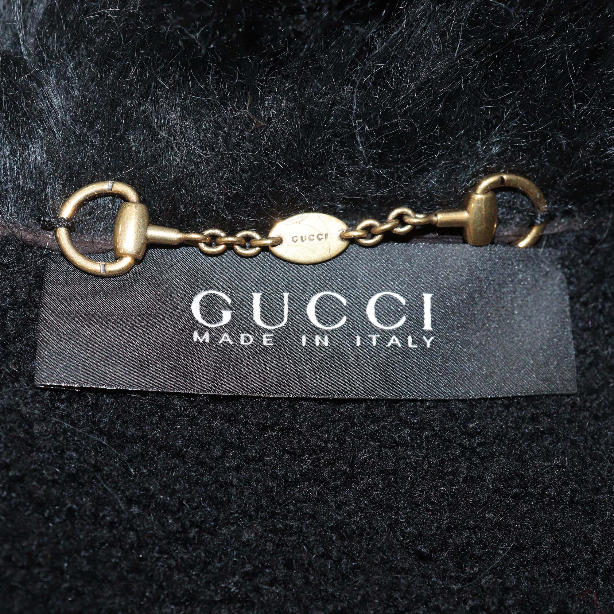 Gucci Brown Suede Shearling Buckled Sleeveless Vest