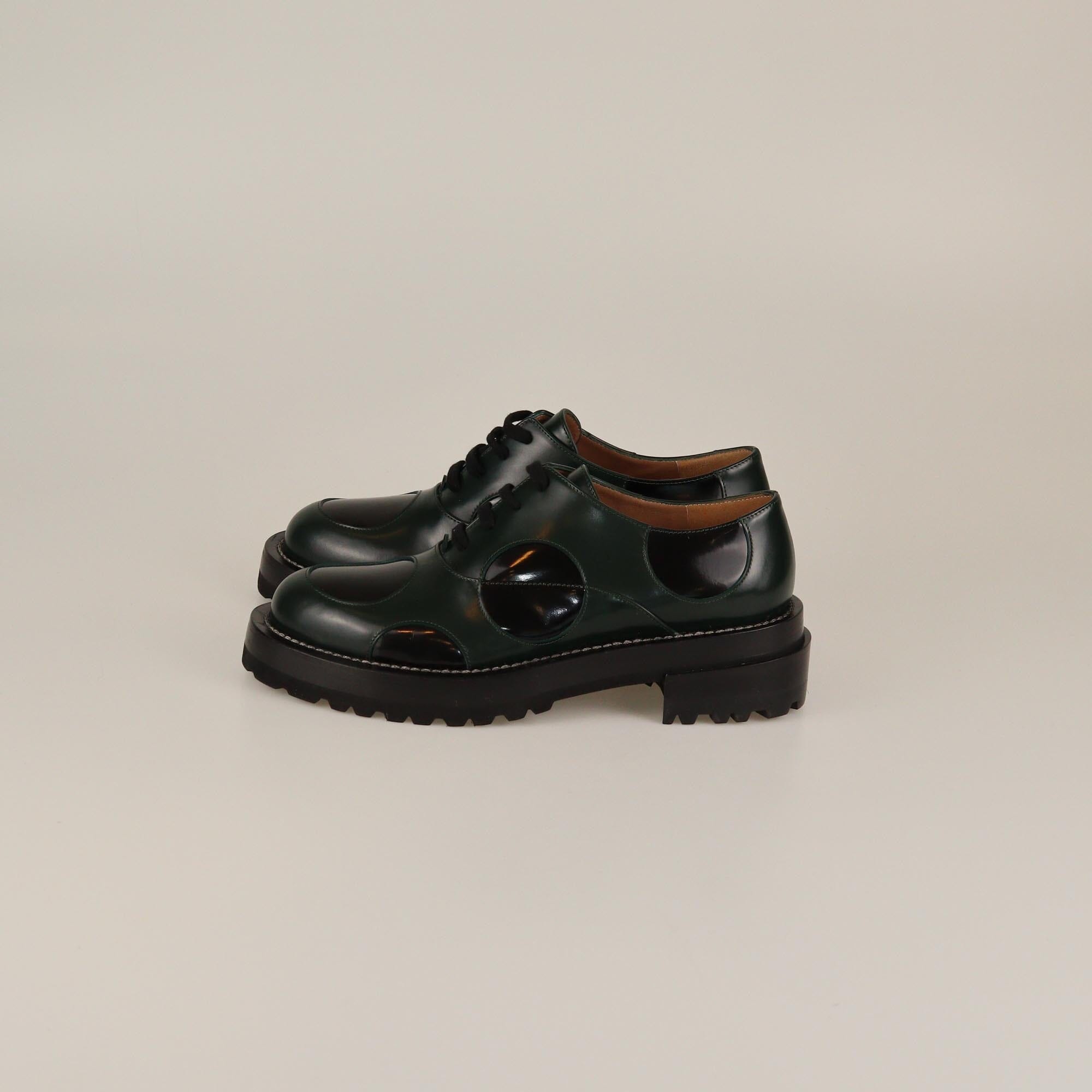 Marni Green/Black Laser Cut Lace Up Oxford Womens Marni