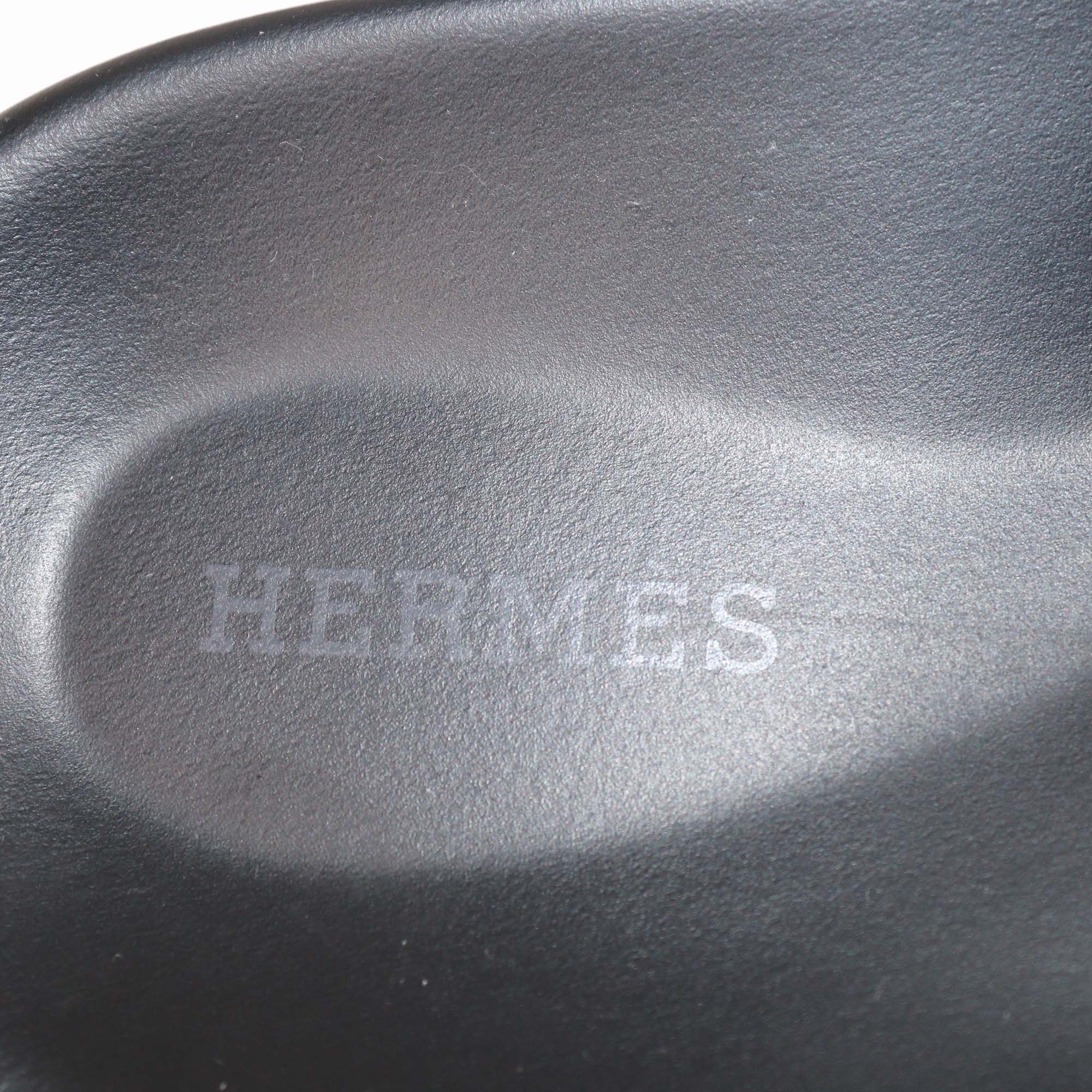 Hermes Brown/Black Canvas and Leather Chypre Sandals