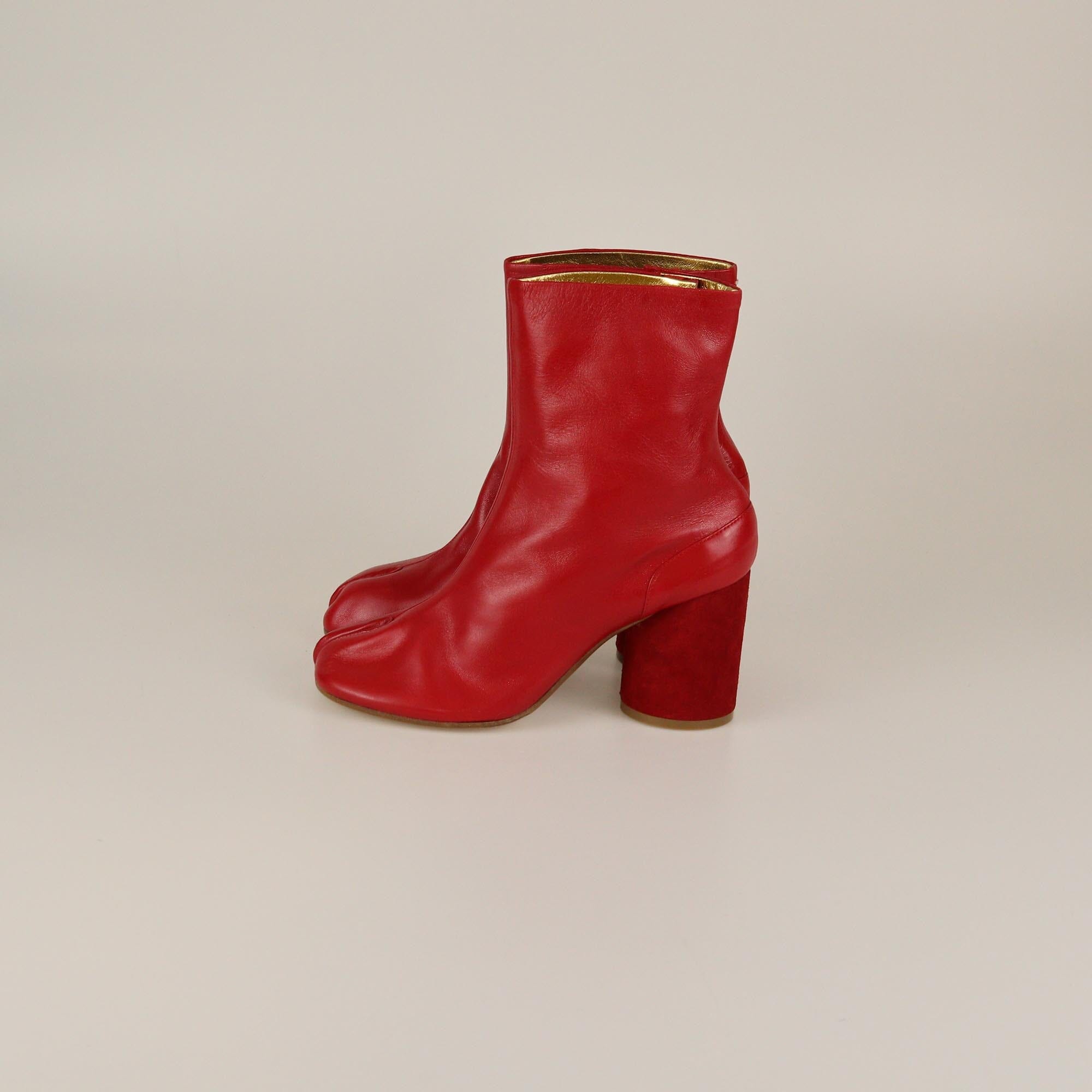 Maison Martin Margiela Red Tabi Ankle Boots Womens Maison Martin Margiela