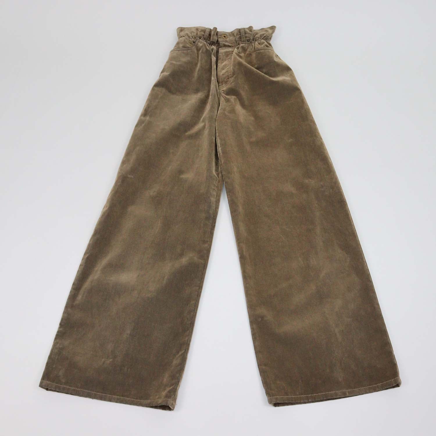 Miu Miu Brown Velvet Chambray Wide Leg Pants