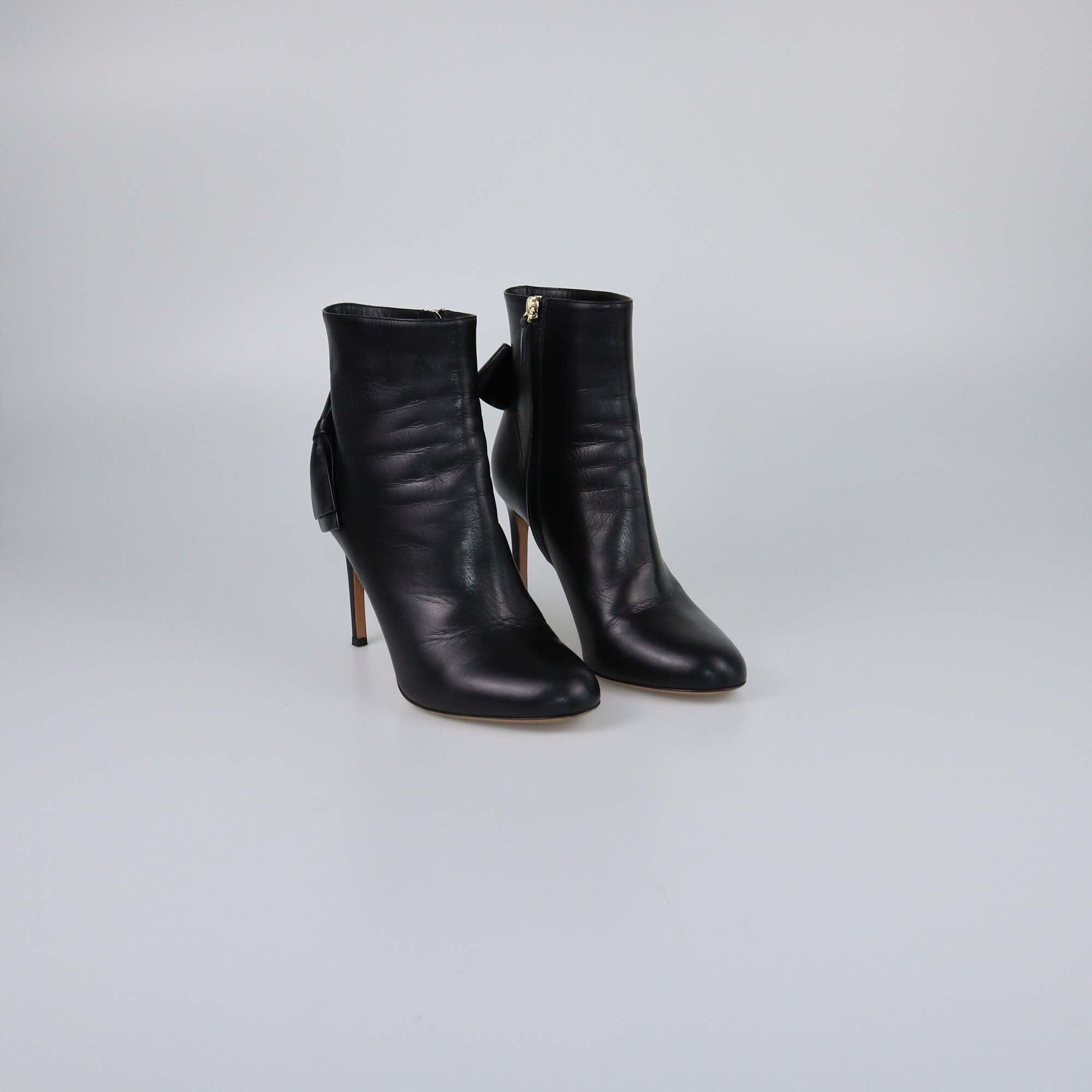 Valentino Black Bow Booties Womens Valentino