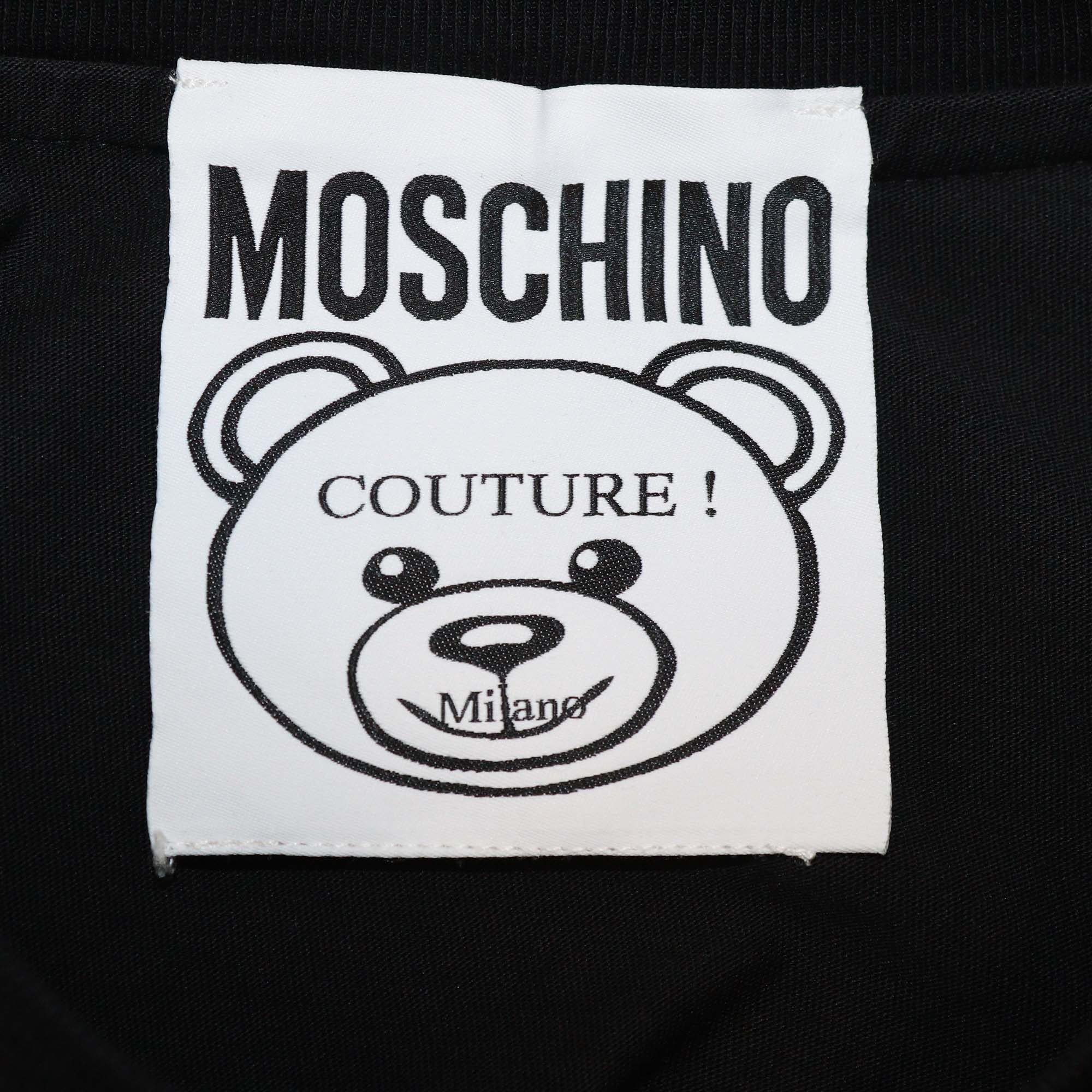 Moschino Couture Black Cotton Teddy Bear Embroidered Short Sleeve T-Shirt