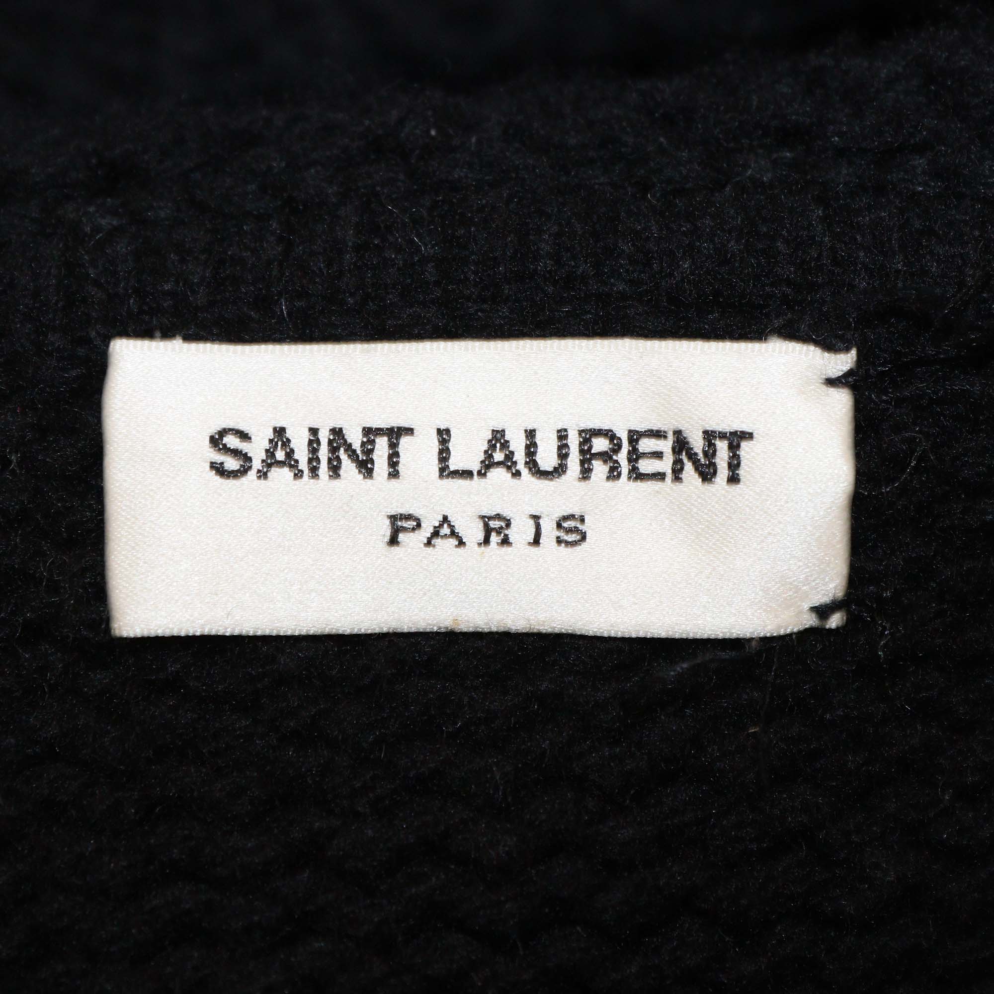 Yves Saint Laurent Black Wool Knit Sequin Embellishments Hooded Cardigan