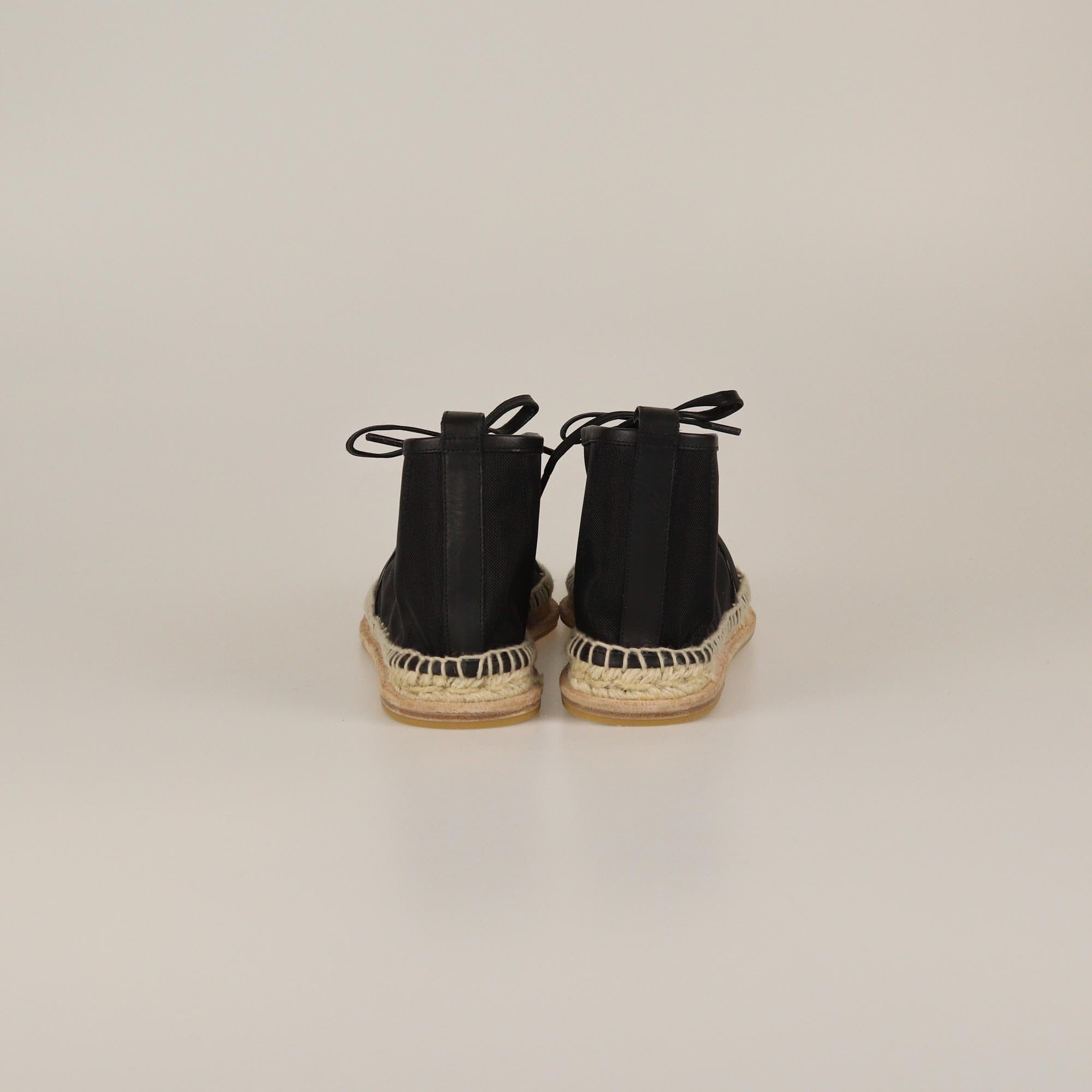 Balenciaga Black Mesh Espadrille Lace Up Flats Womens Balenciaga