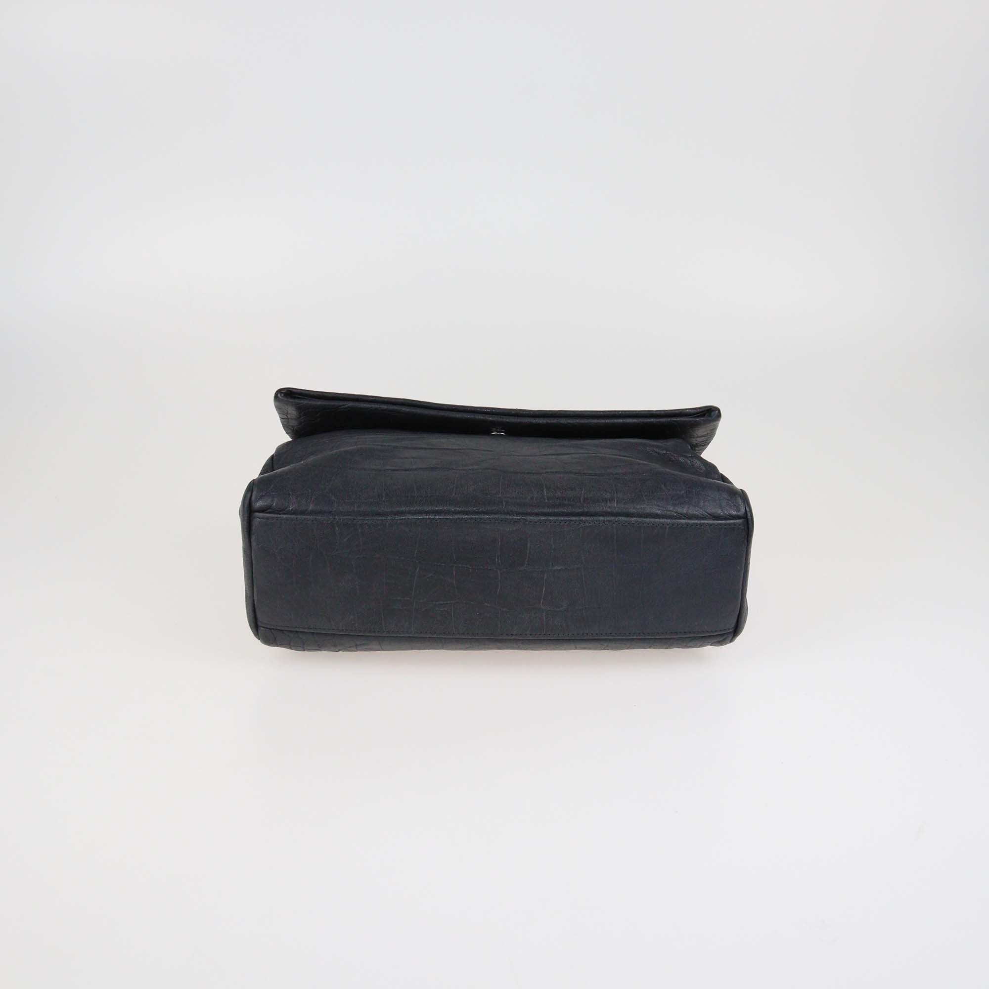 Saint Laurent Croc Embossed Leather West Hollywood Shoulder Bag