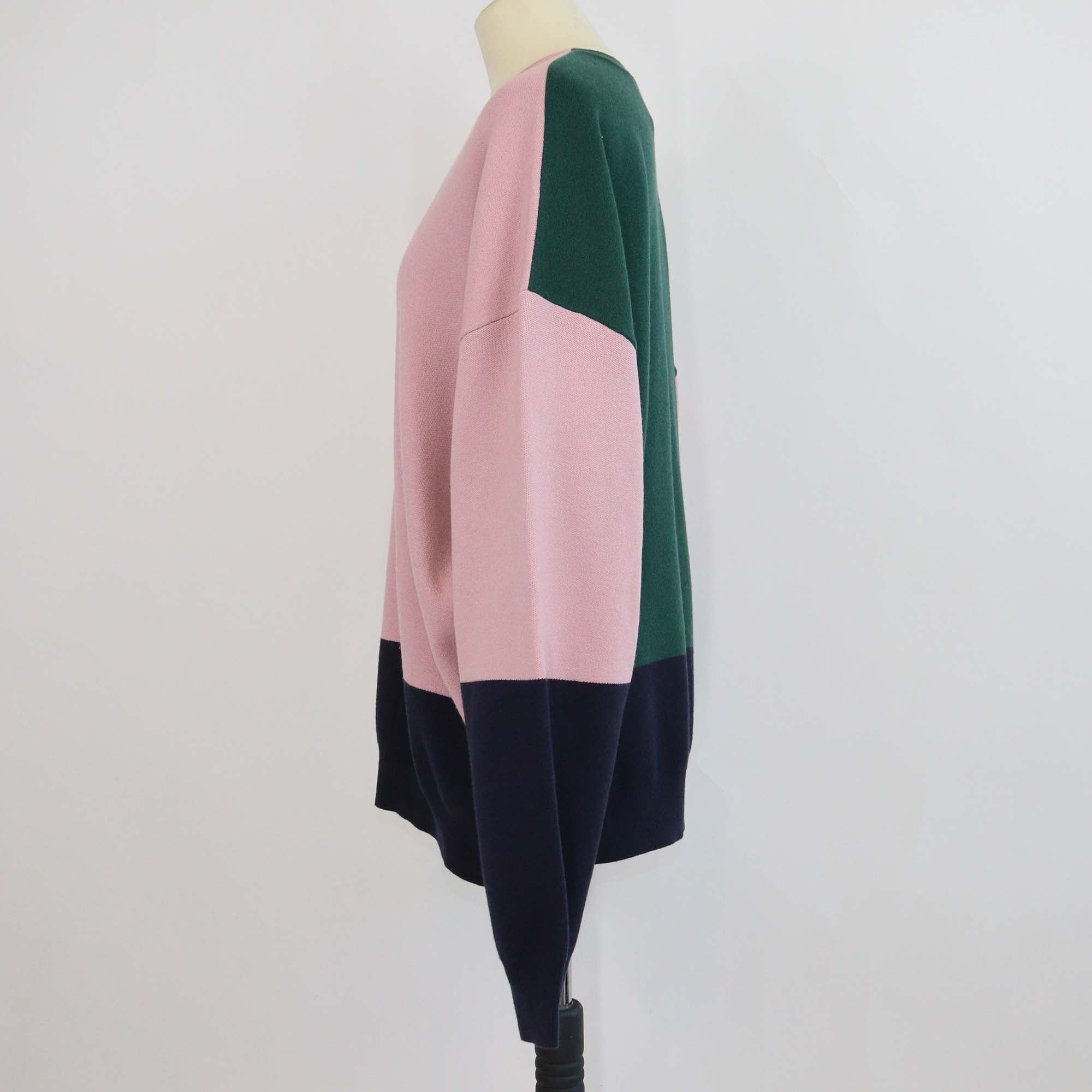 Roksanda Tricolor Crew Neck Long Sleeve Sweater