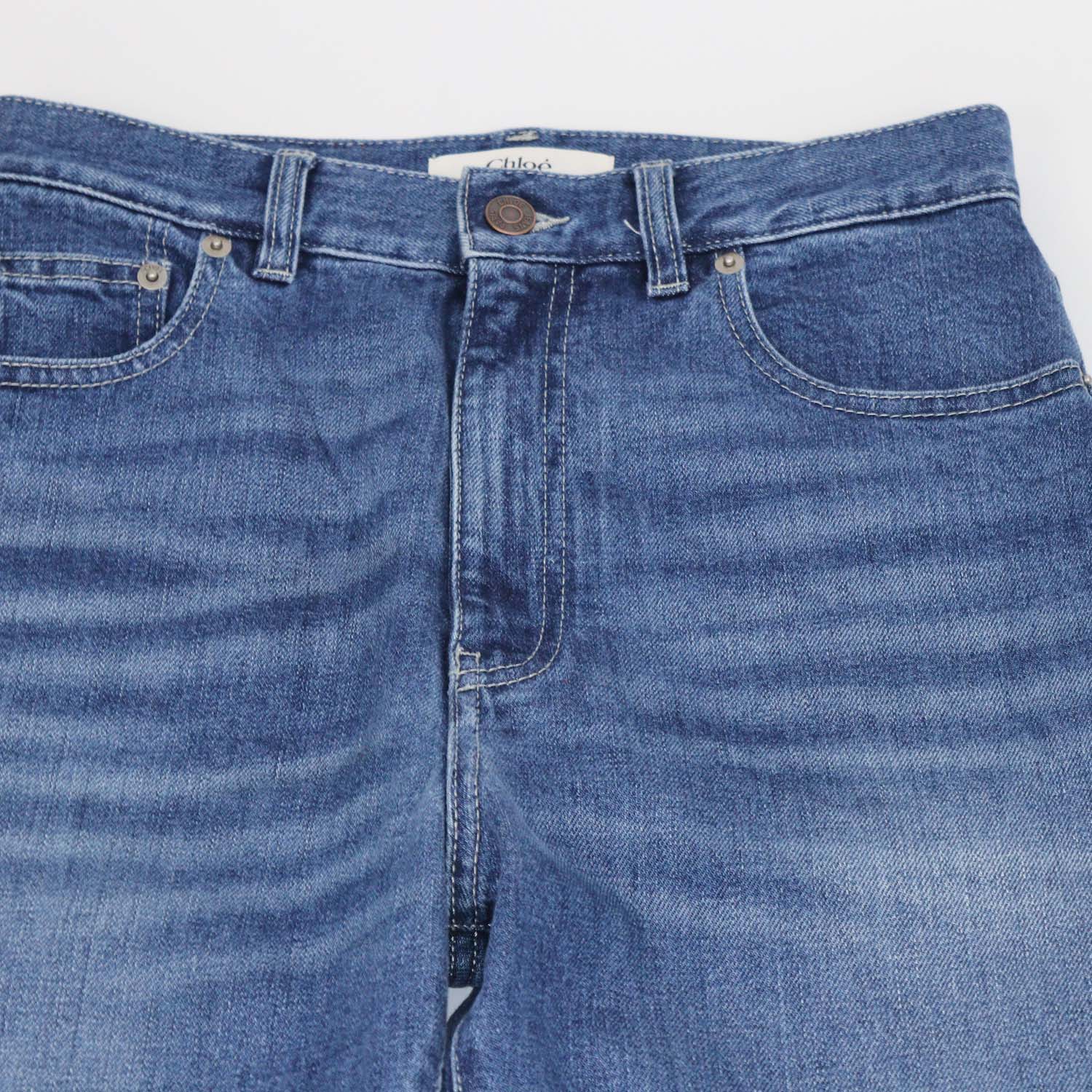 Chloe Ocean Blue Denim Straight Leg Pants