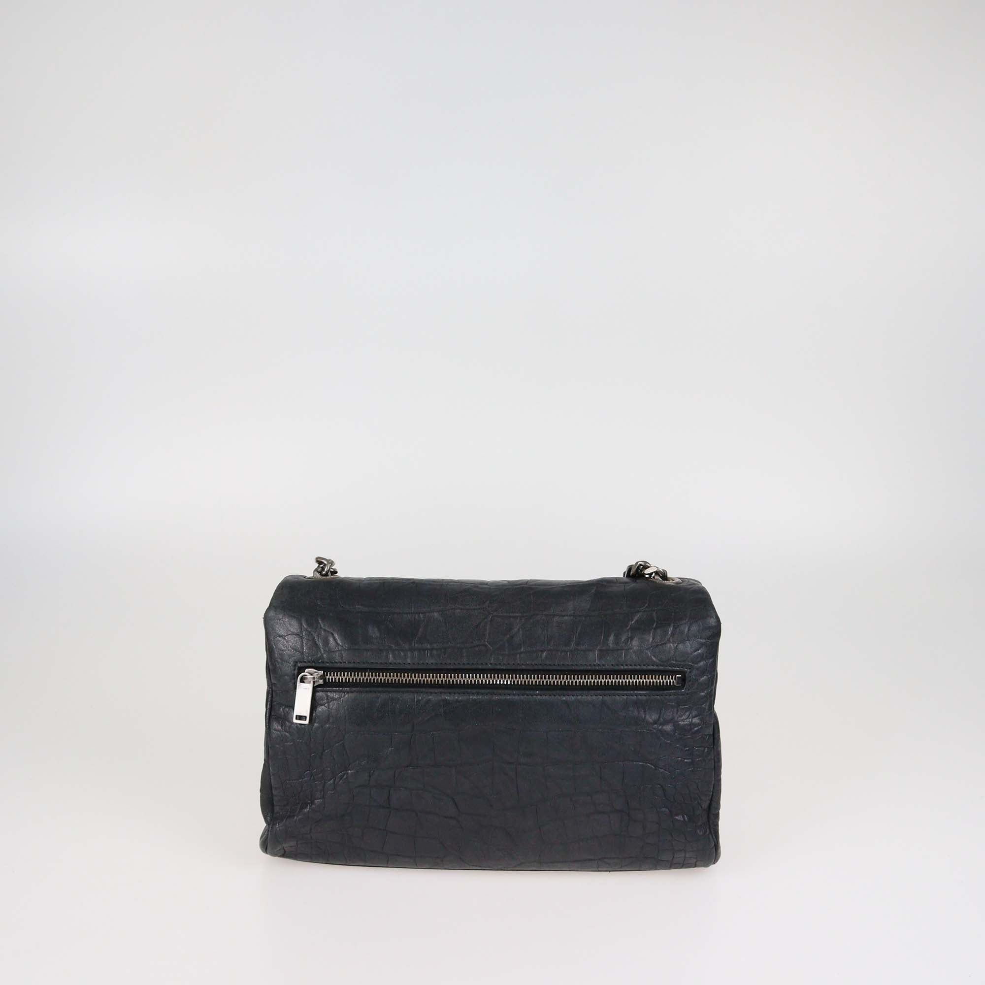 Saint Laurent Croc Embossed Leather West Hollywood Shoulder Bag