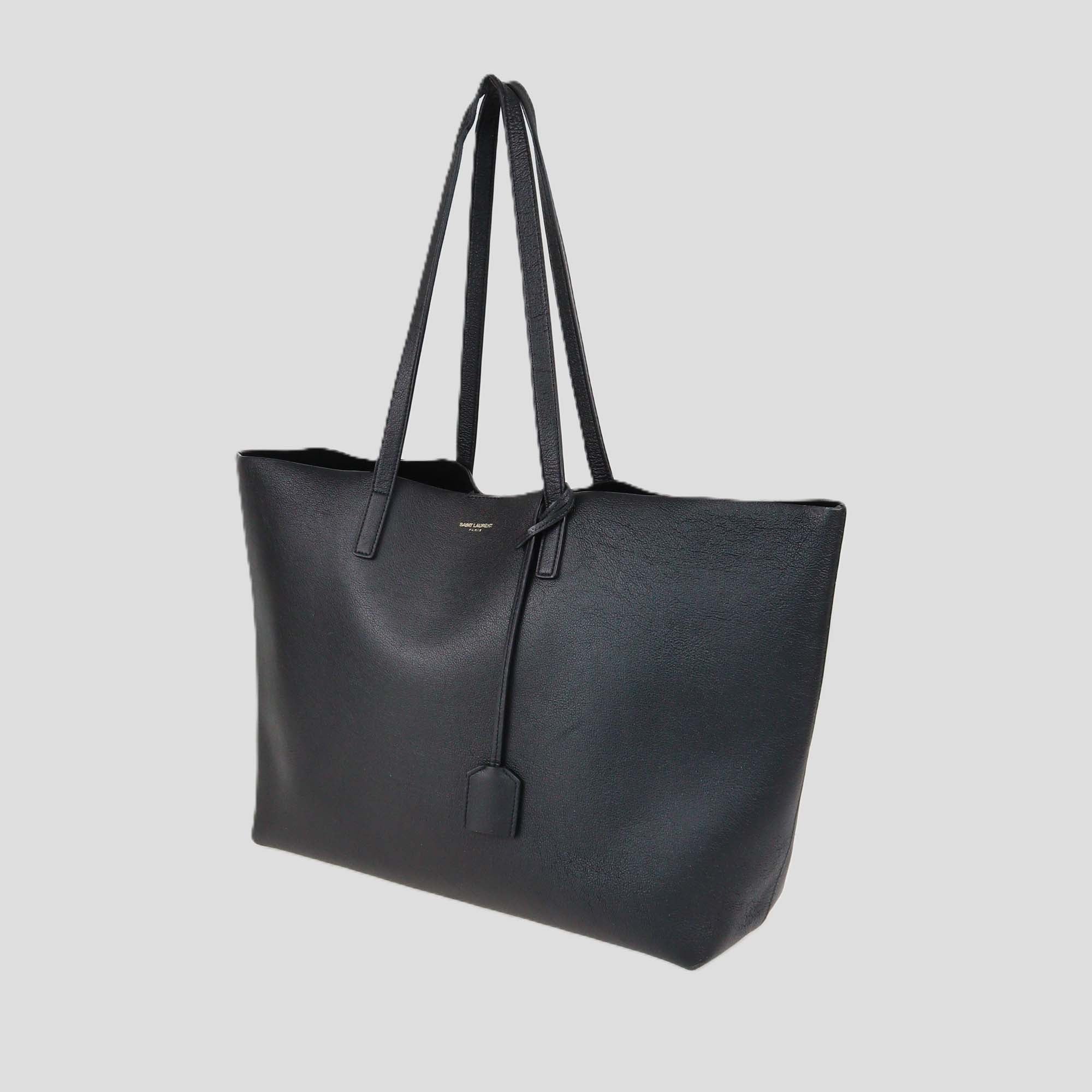 Saint Laurent Black Leather E/W Shopping Tote