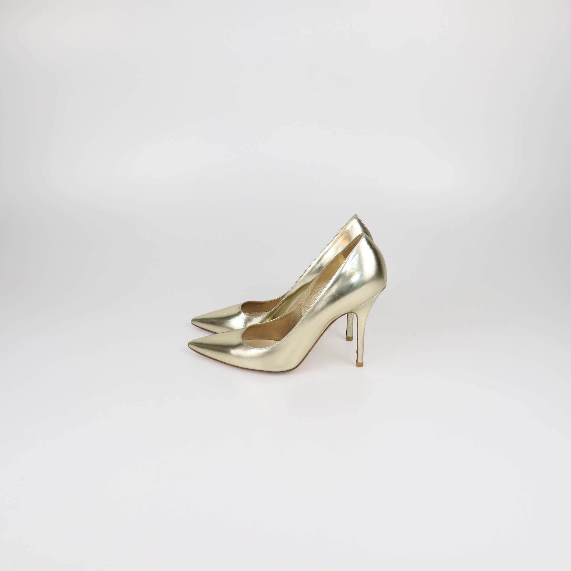 Christian Dior Gold Leather Cherie Pointed Toe Pumps