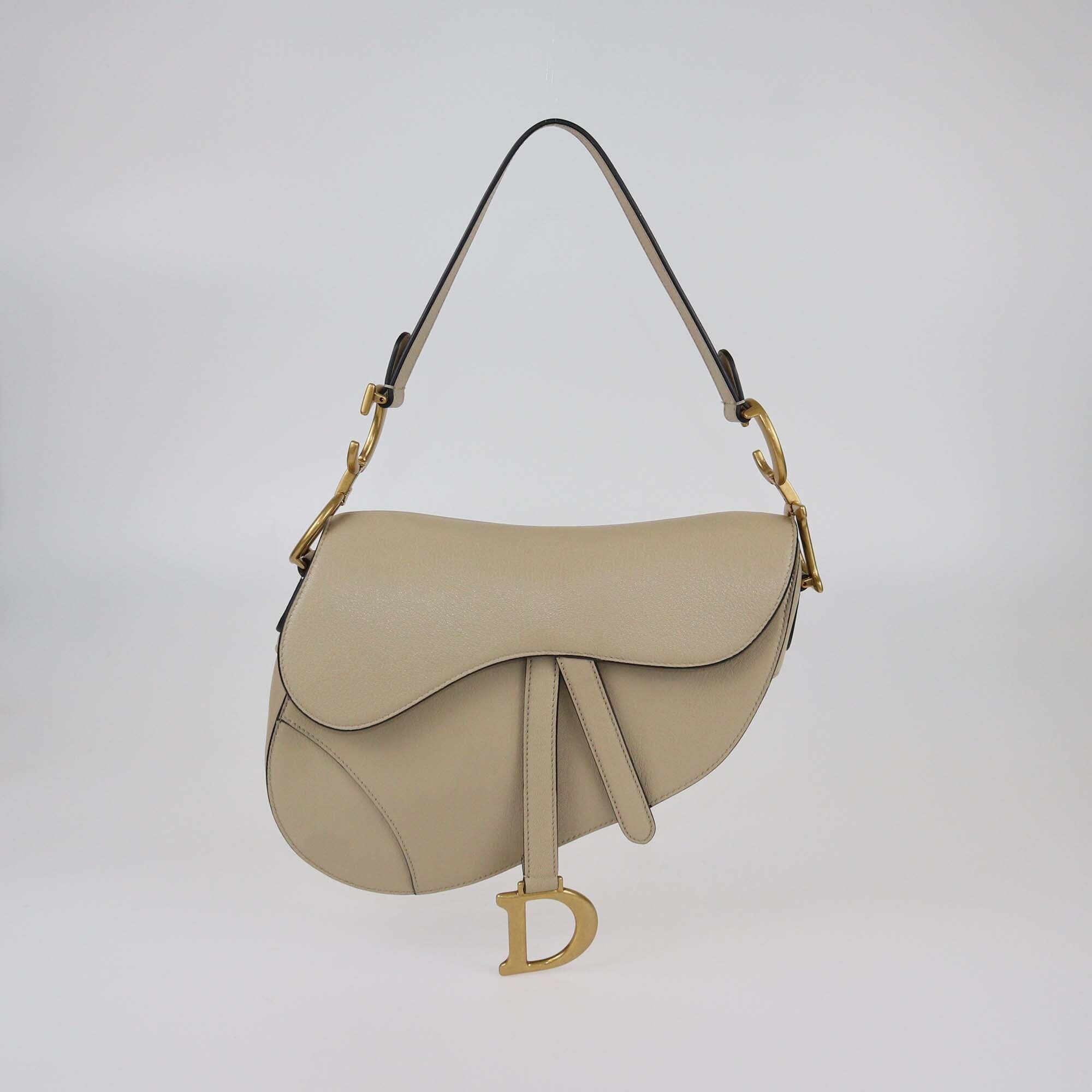 Christian Dior Beige Saddle Bag With Adjustable Shoulder Strap Womens Christian Dior