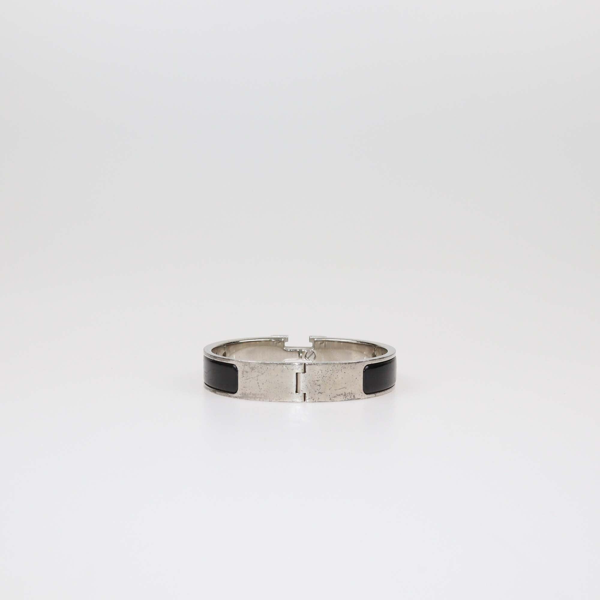 Hermes Black Clic Clac H Narrow Bracelet Womens Hermes