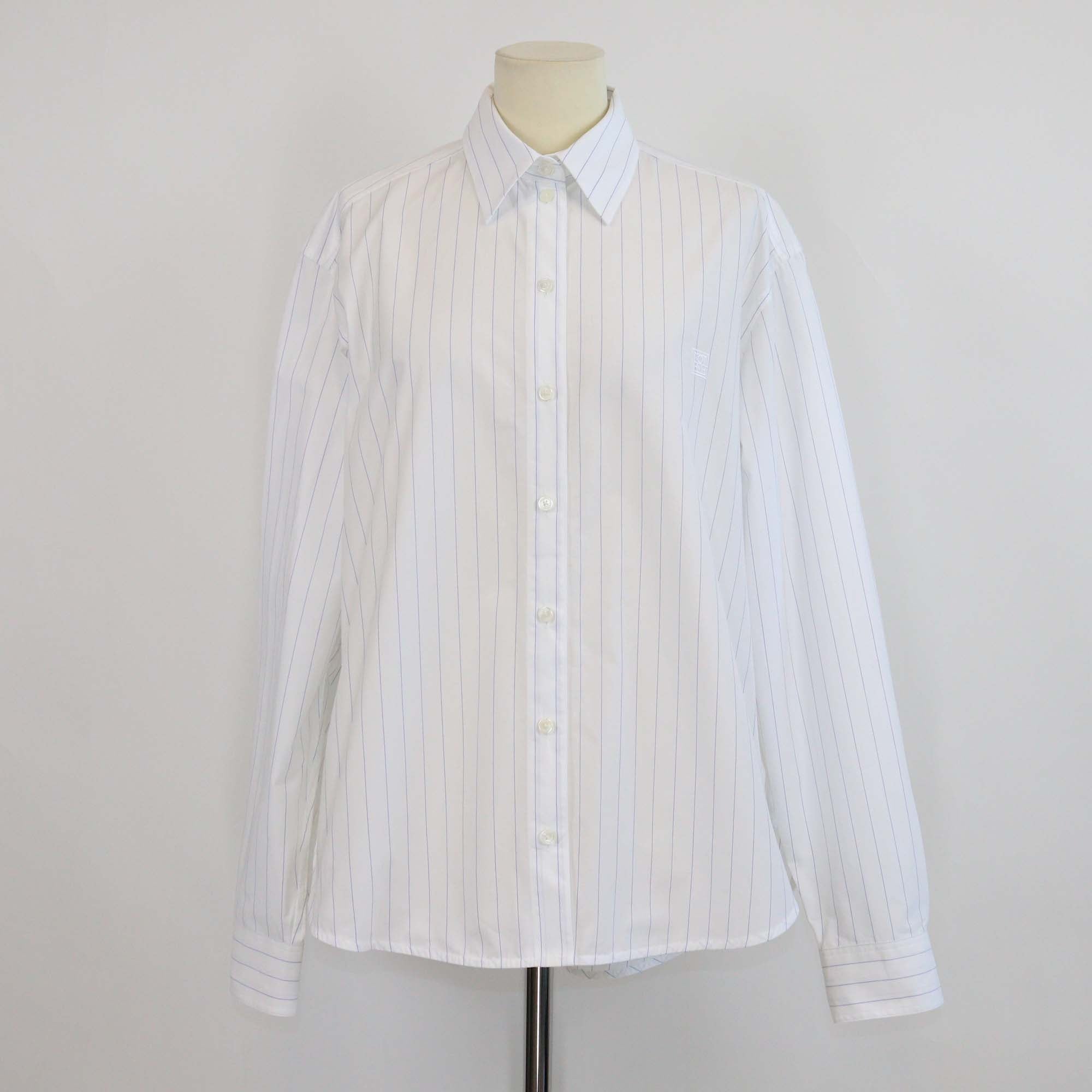 Toteme White/Cobalt Cotton Button Front Shirt