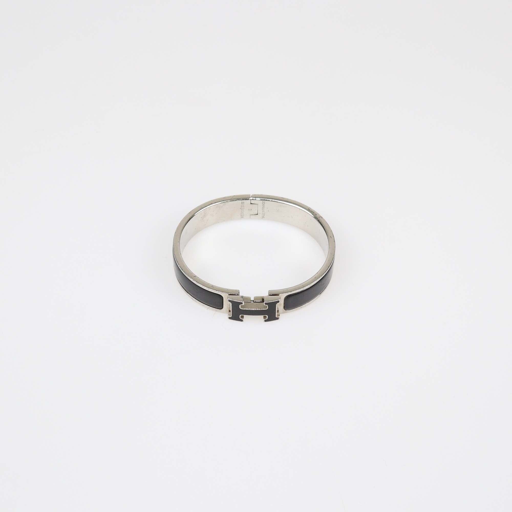 Hermes Black Clic Clac H Narrow Bracelet Womens Hermes
