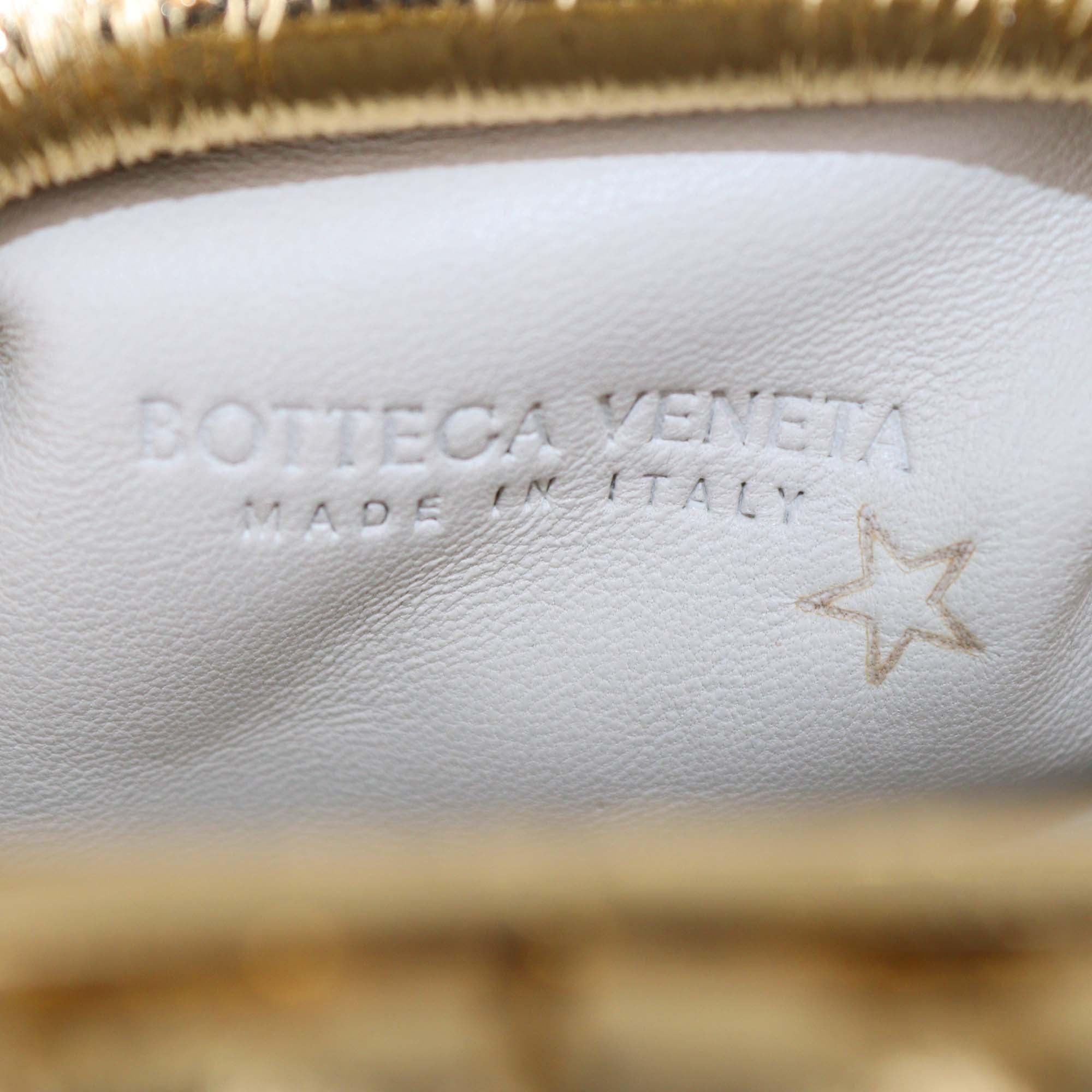 Bottega Veneta Gold Leather The Pouch Coin Purse