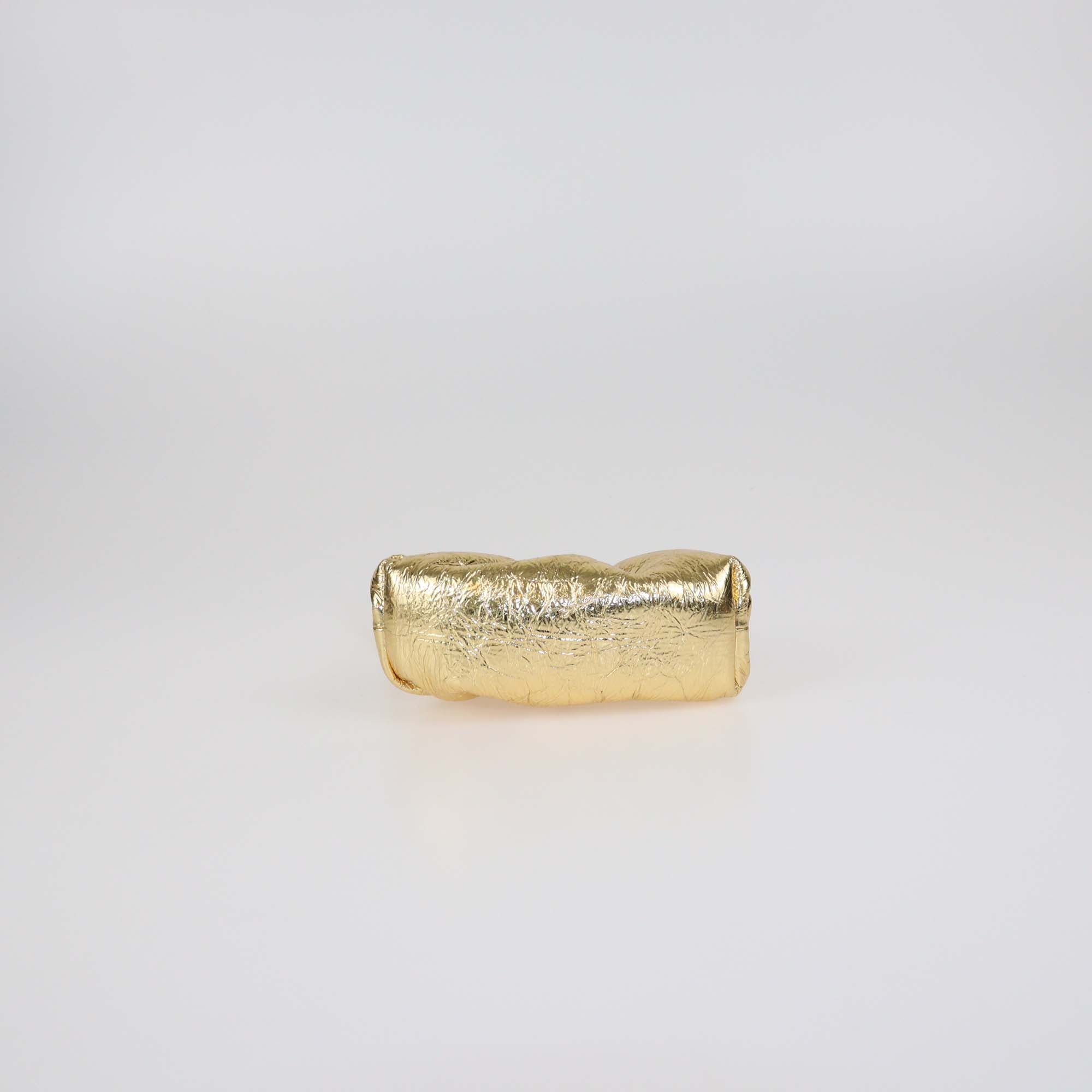 Bottega Veneta Gold Leather The Pouch Coin Purse