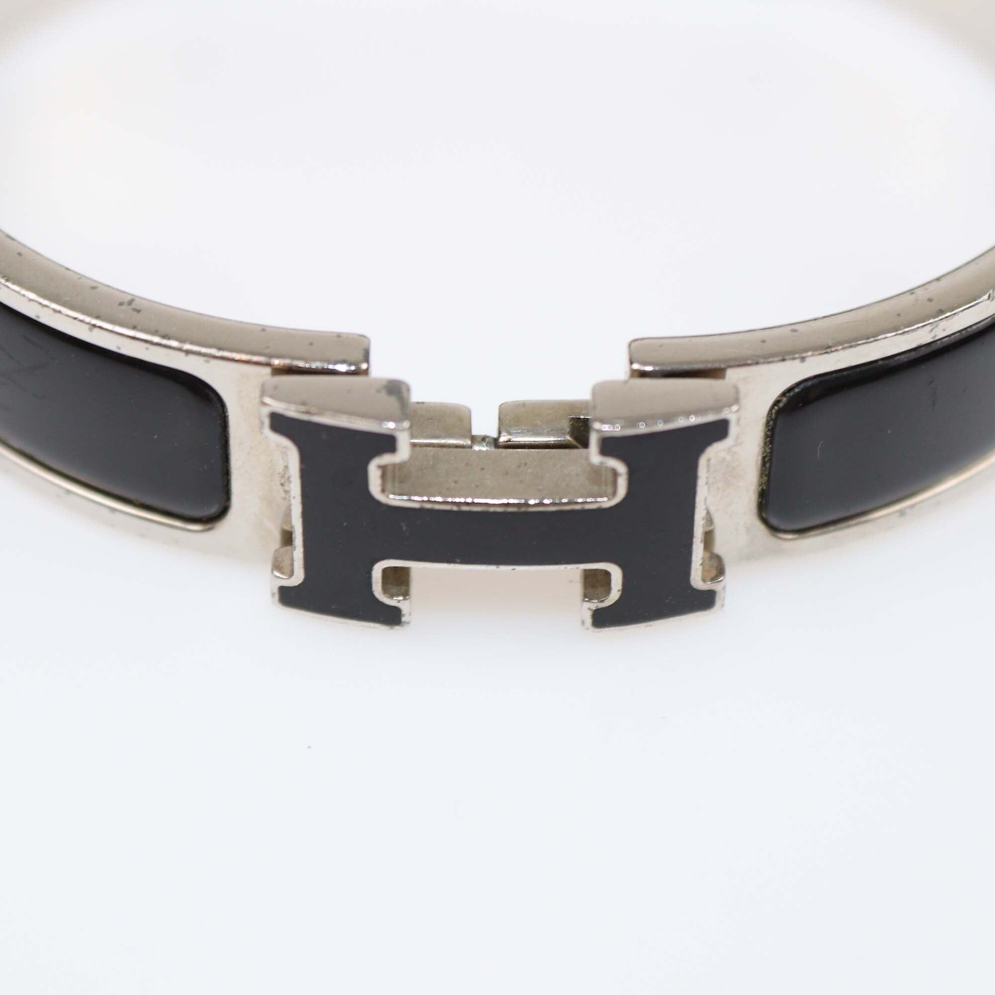 Hermes Black Clic Clac H Narrow Bracelet Womens Hermes