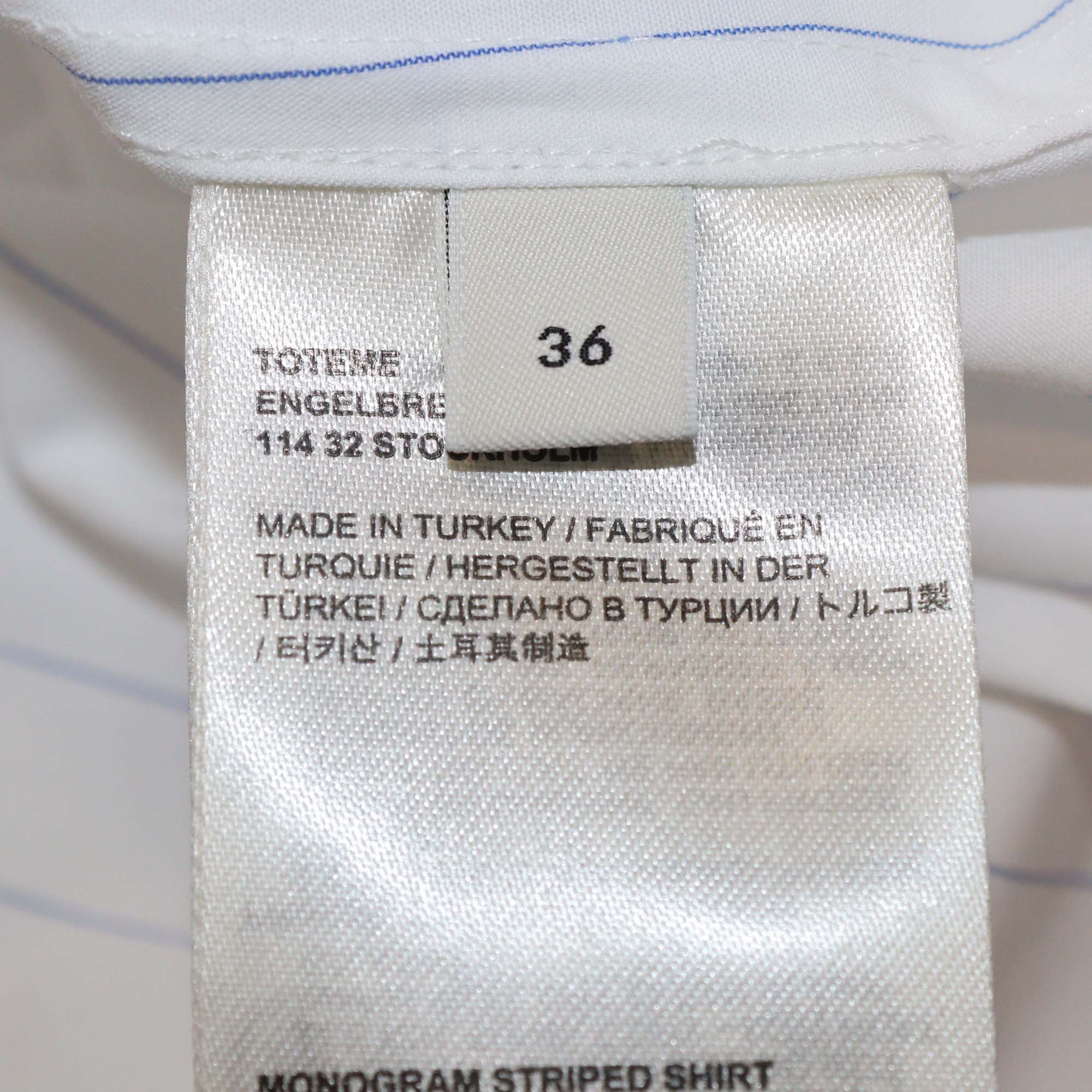 Toteme White/Cobalt Cotton Button Front Shirt