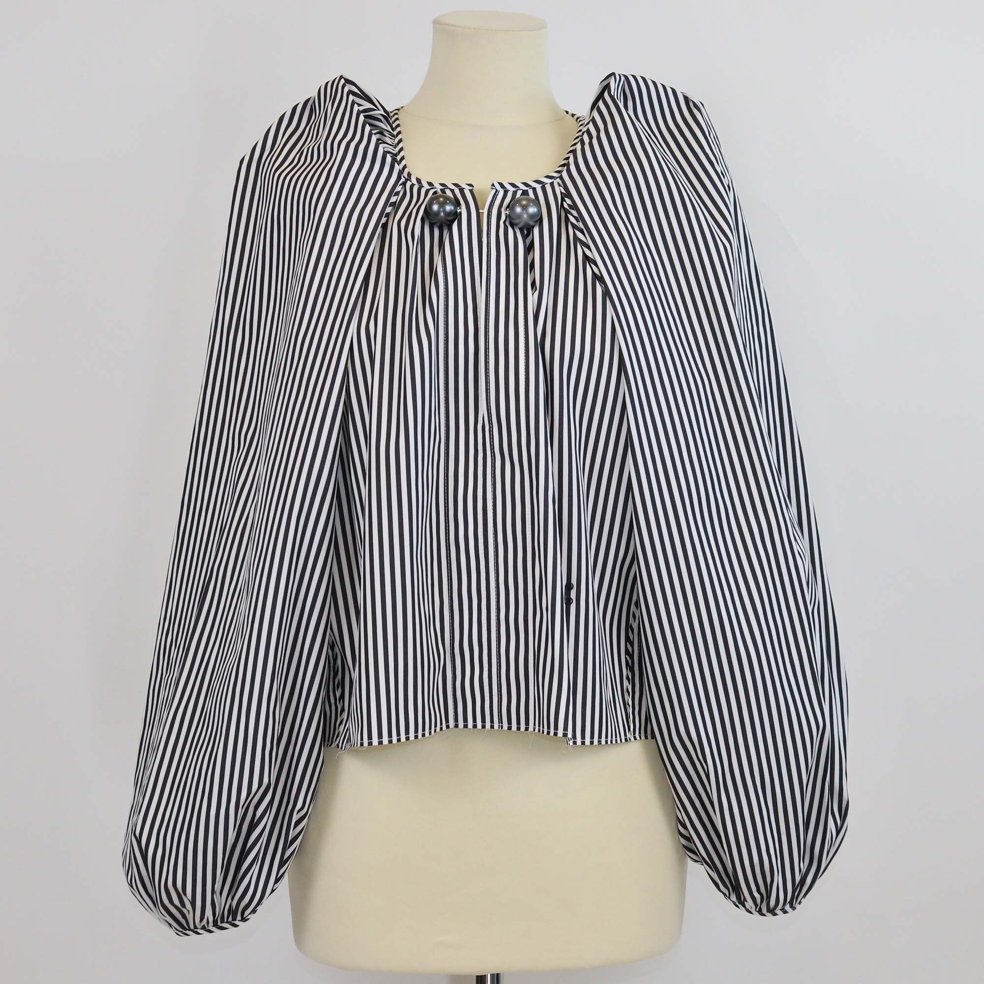 Nackiye Black/White Striped Cotton Grand Bazaar Mini Top