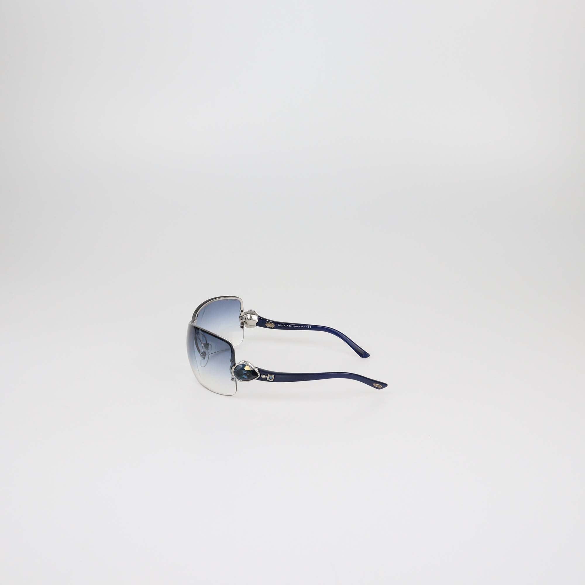 Bvlgari Navy Blue Gradient Shield Sunglasses Womens Bvlgari
