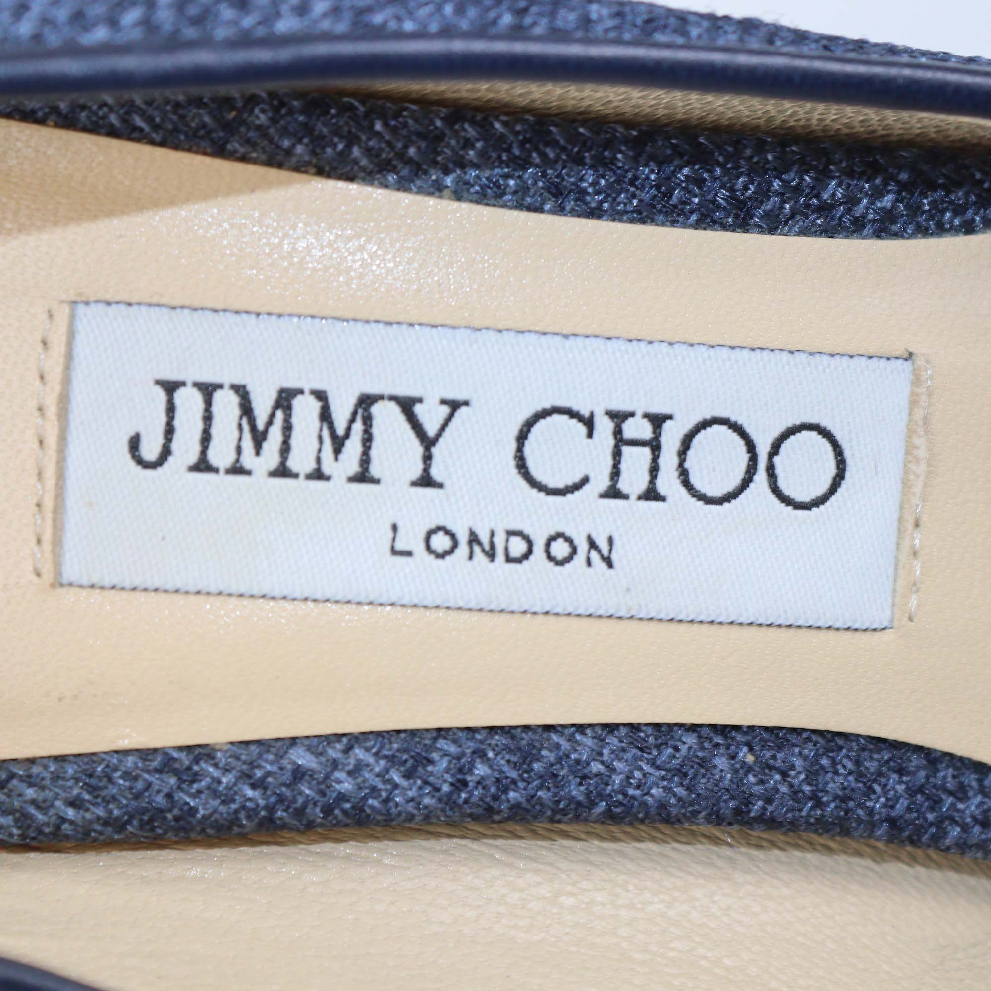 Jimmy Choo Blue Denim Billie Block Heel Pumps