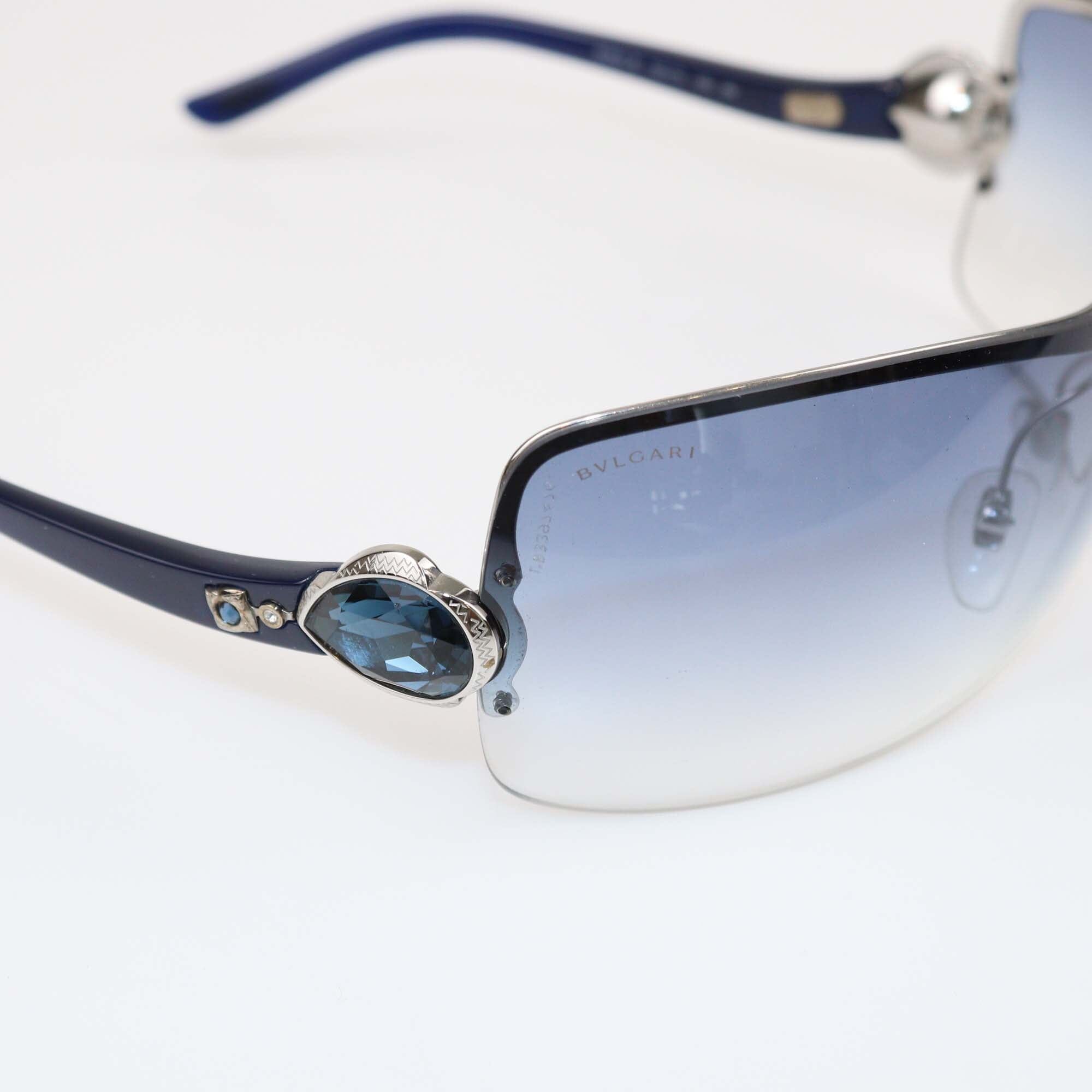 Bvlgari Navy Blue Gradient Shield Sunglasses Womens Bvlgari